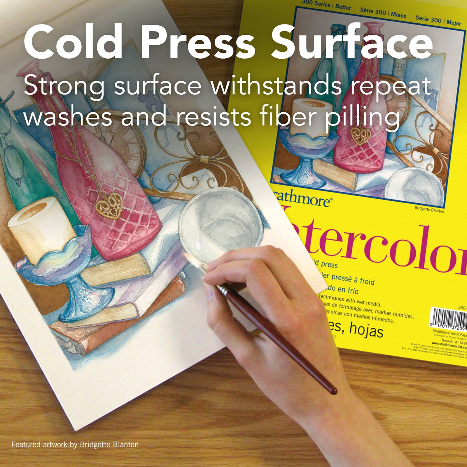 Strathmore Watercolor Paper Pad, 300 Series, Tape-Bound, 12 Sheets, 9" x 12"