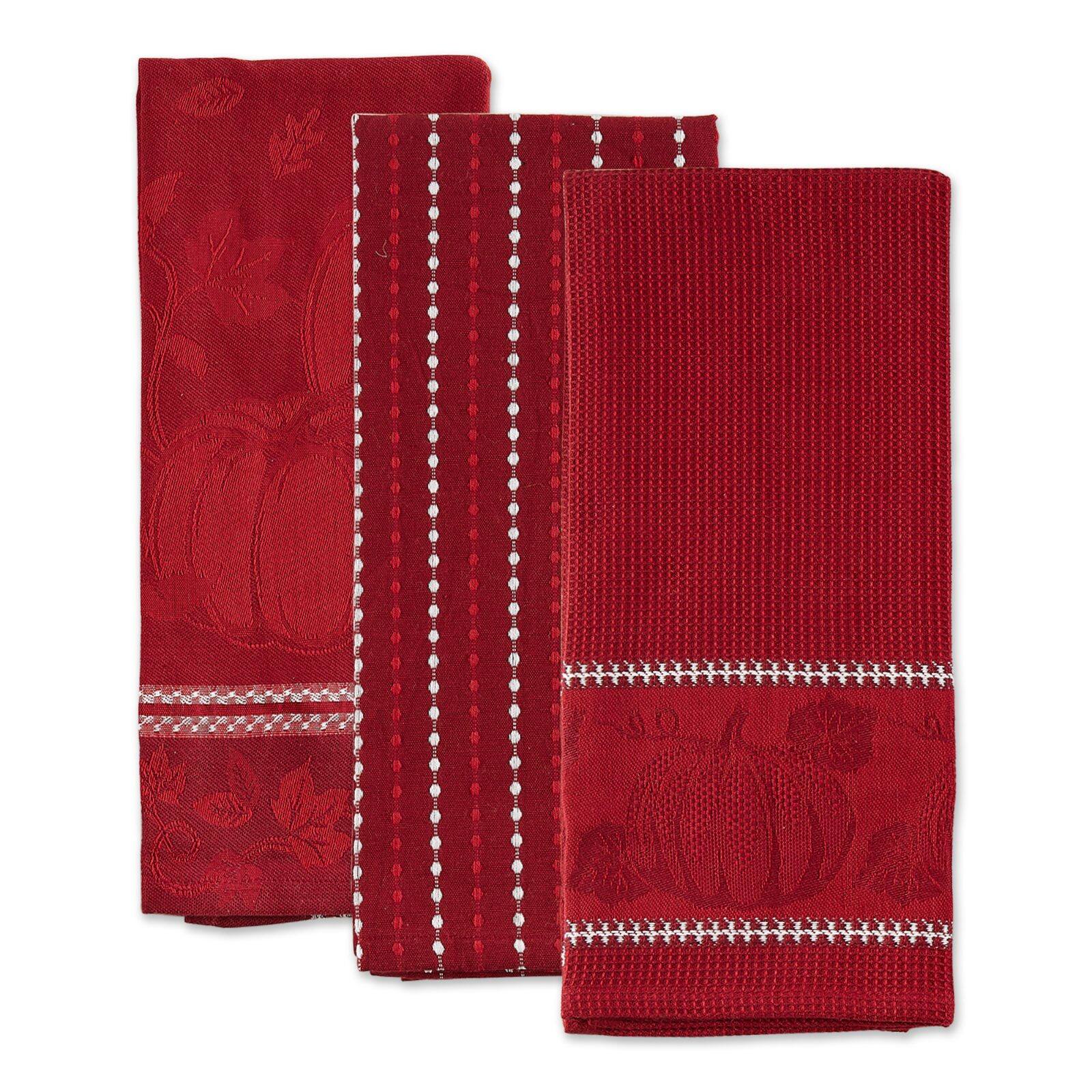 DII® Redwood Harvest Embellished Dish Towels, 3ct.