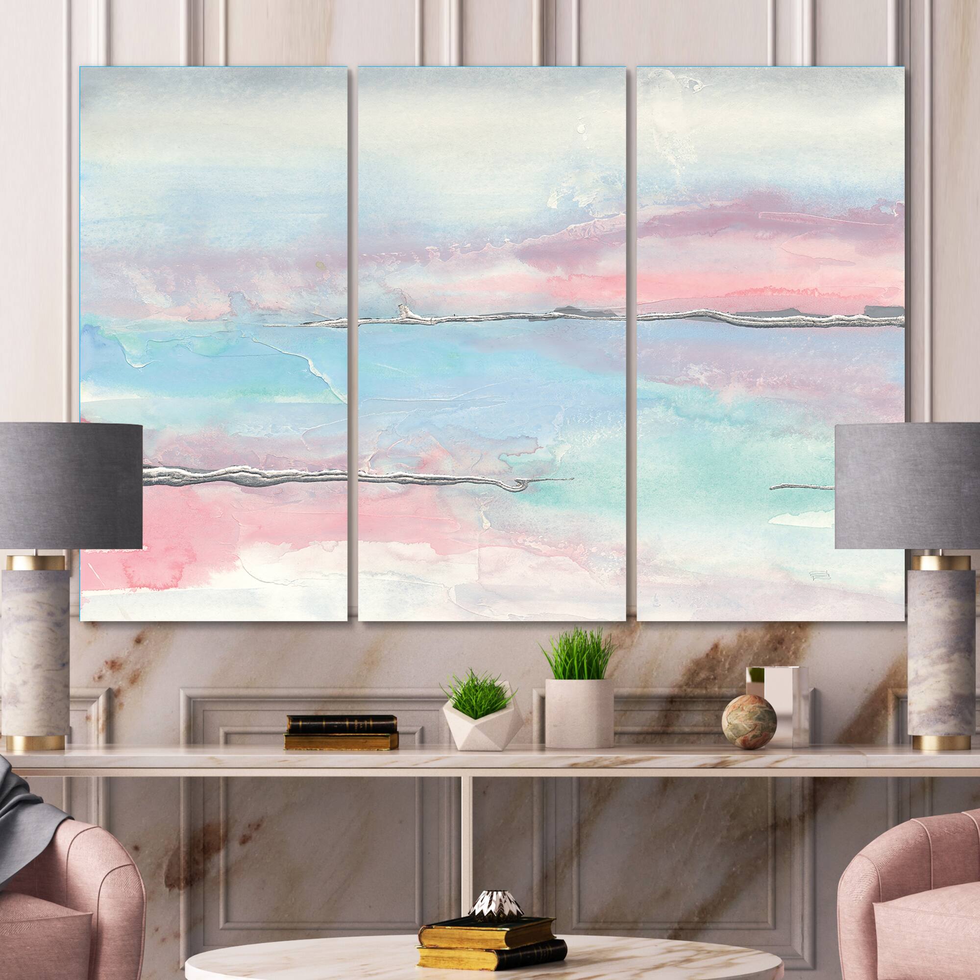 Designart - Metallic Shabby Pink II - Shabby Chic Premium Canvas Wall Art