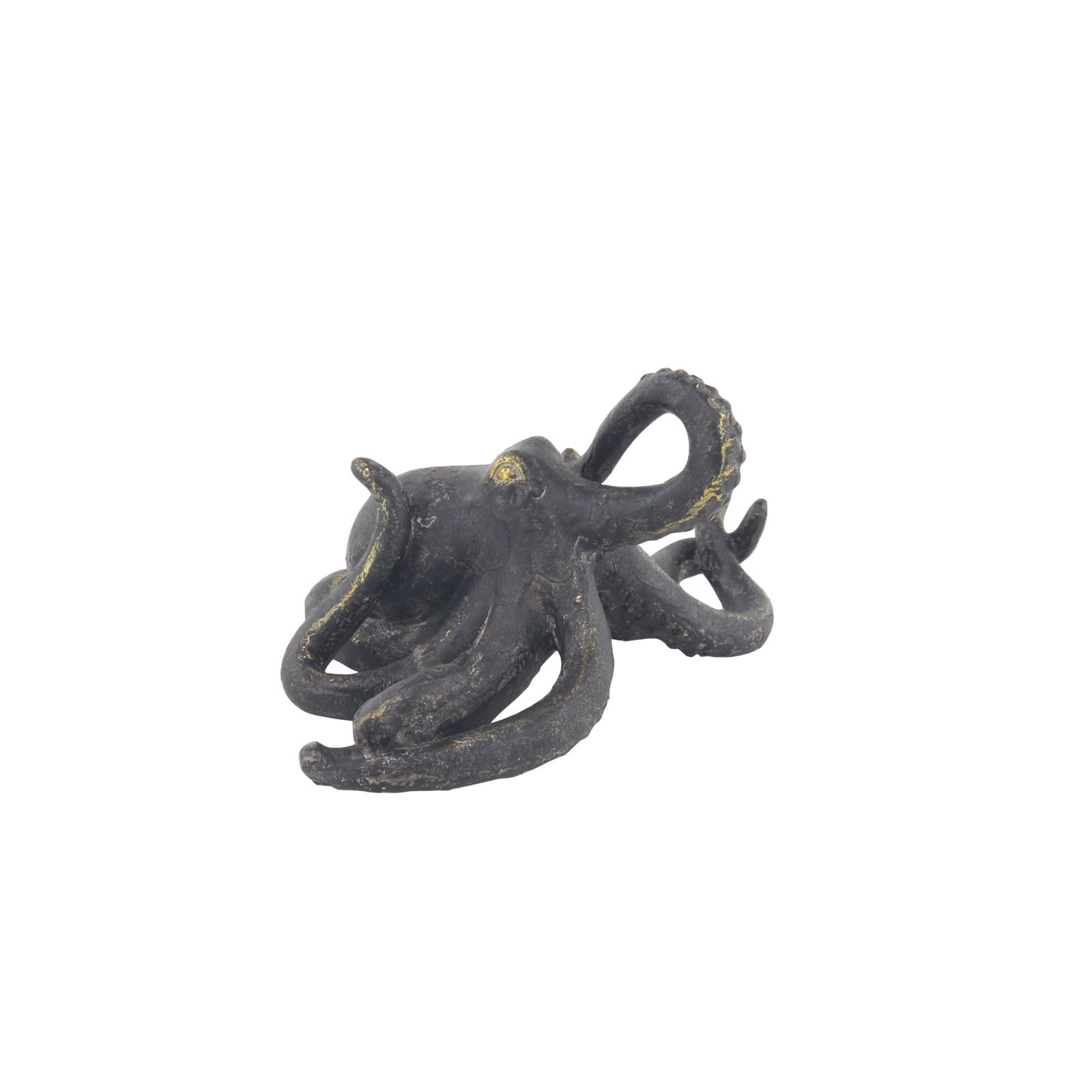 Black Polystone Coastal Sculpture, Octopus 5" x 11" x 7"