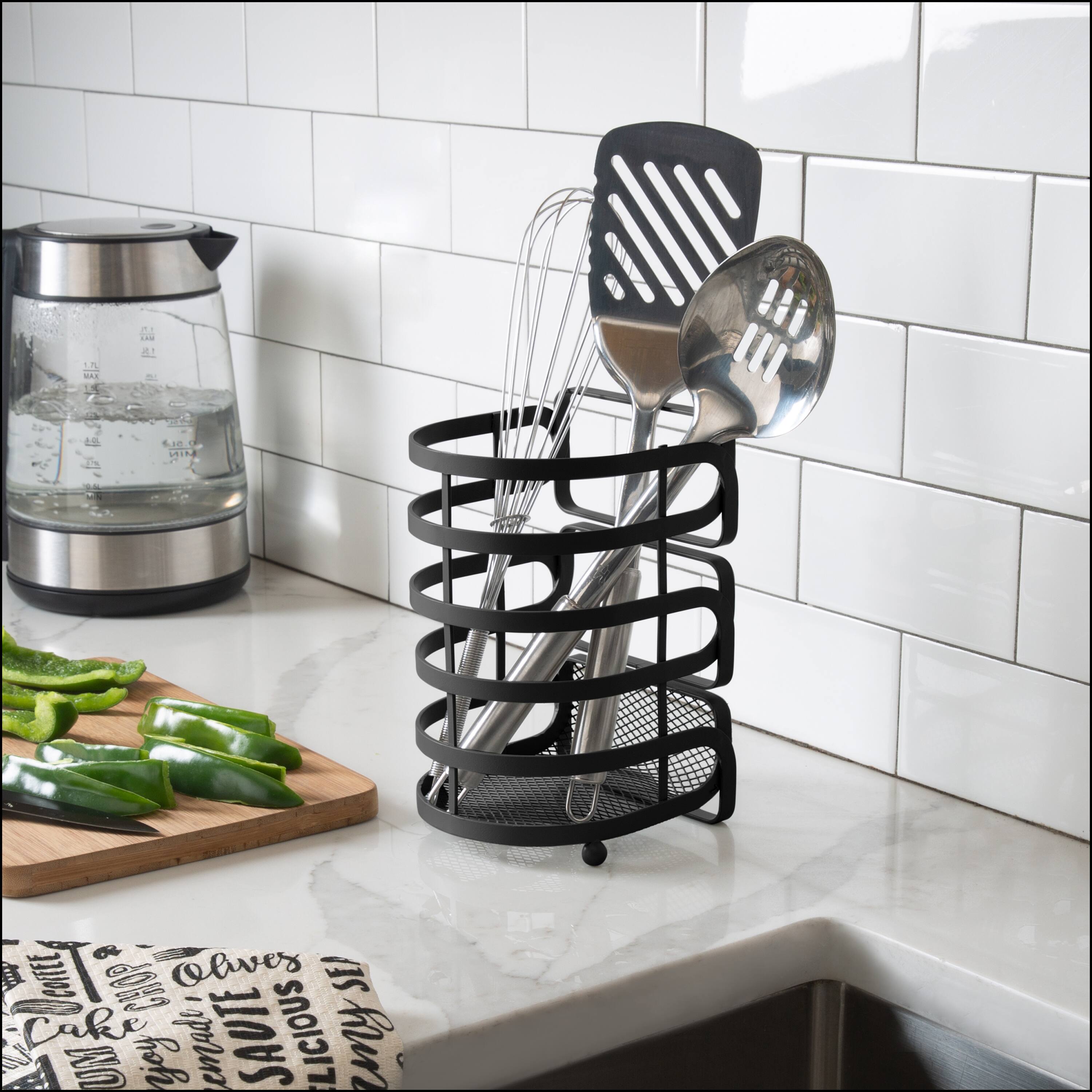Kitchen Details Matte Black Industrial Collection Cooking Utensil Basket