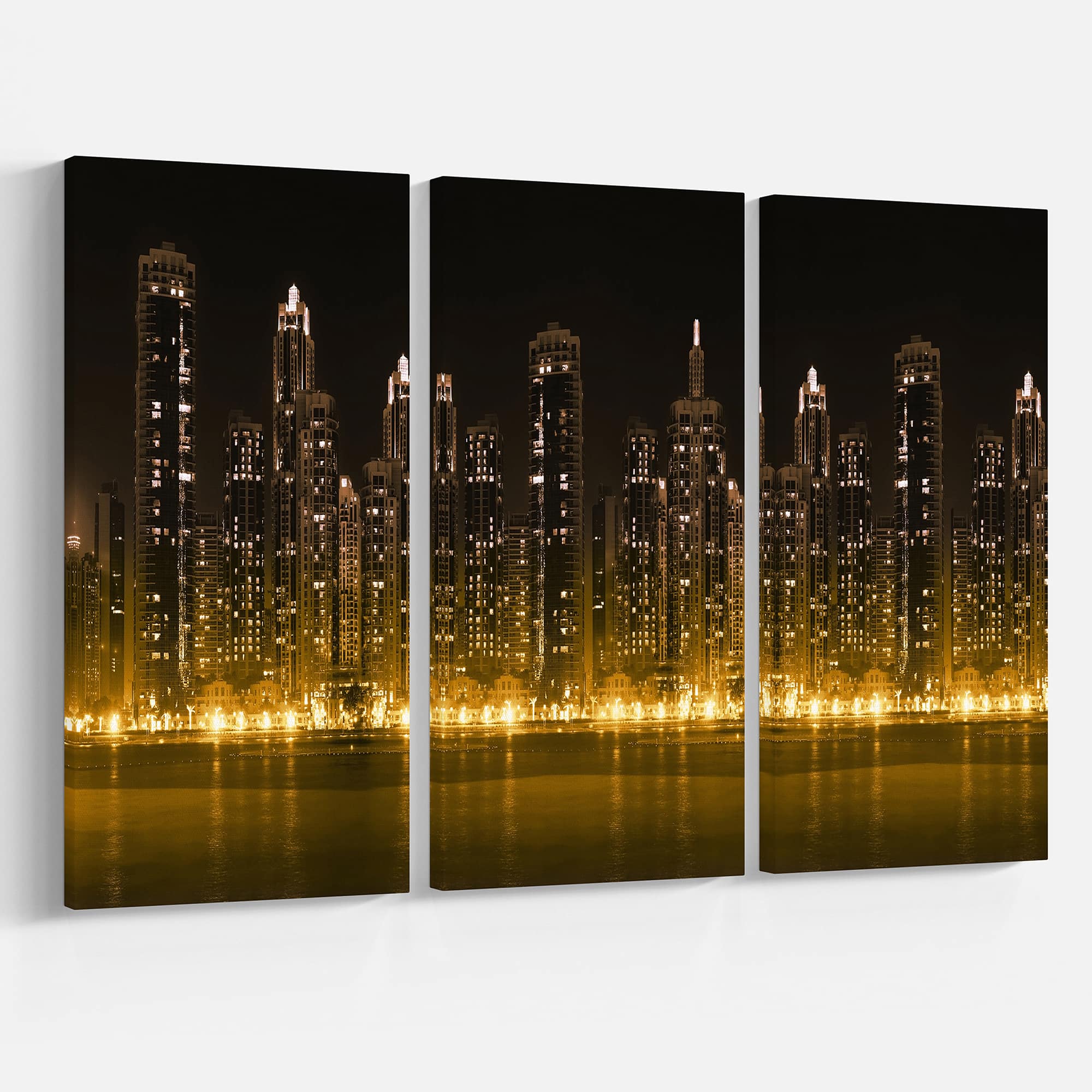 Designart - Modern City with Illuminated Skyscrapers - Cityscape Canvas Print