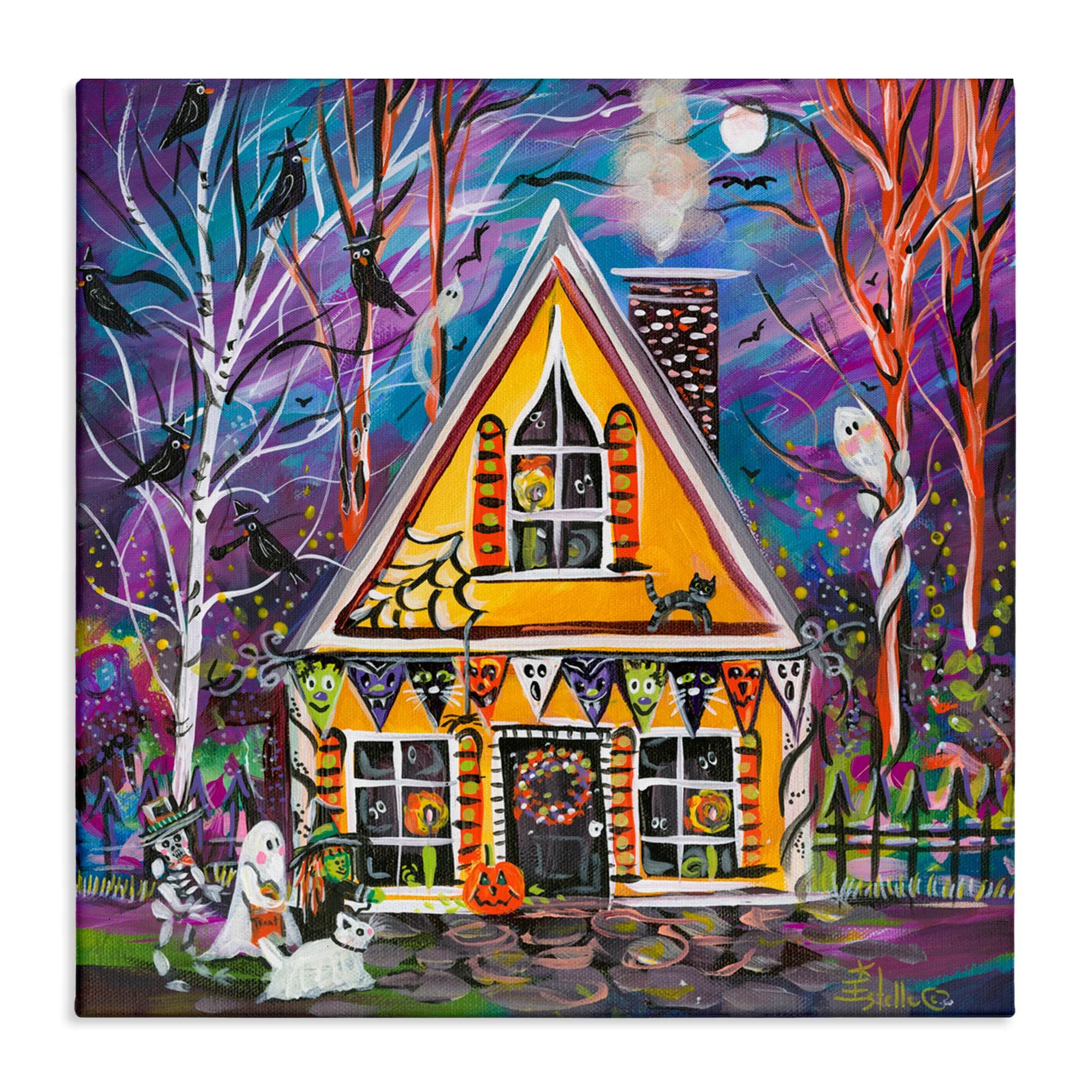 Michaels, Stupell Industries Halloween Costume Party House Canvas Wall Art – Category: Halloween Wall Decor