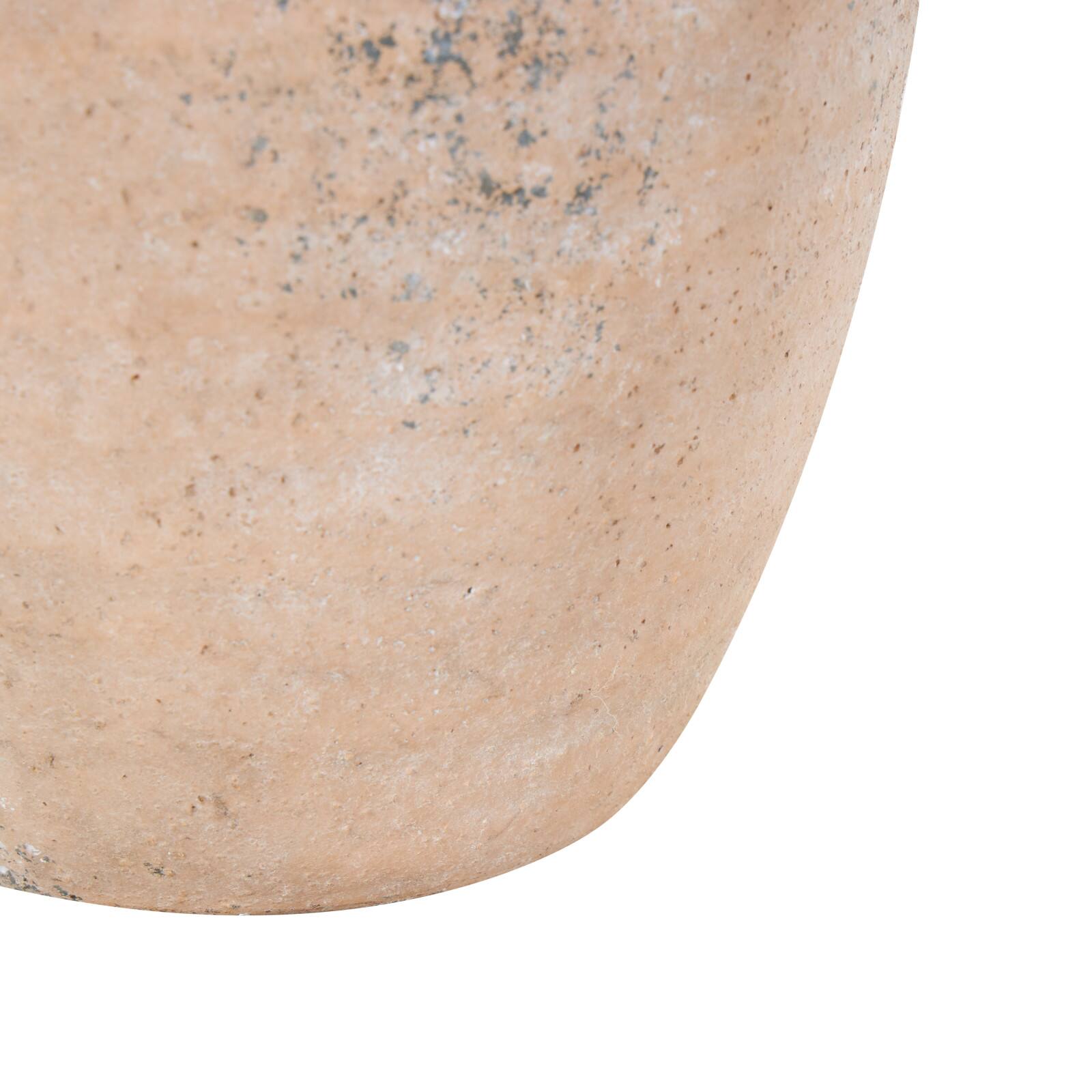 11" Beige Antique-Style Distressed Ceramic Vase with Handle