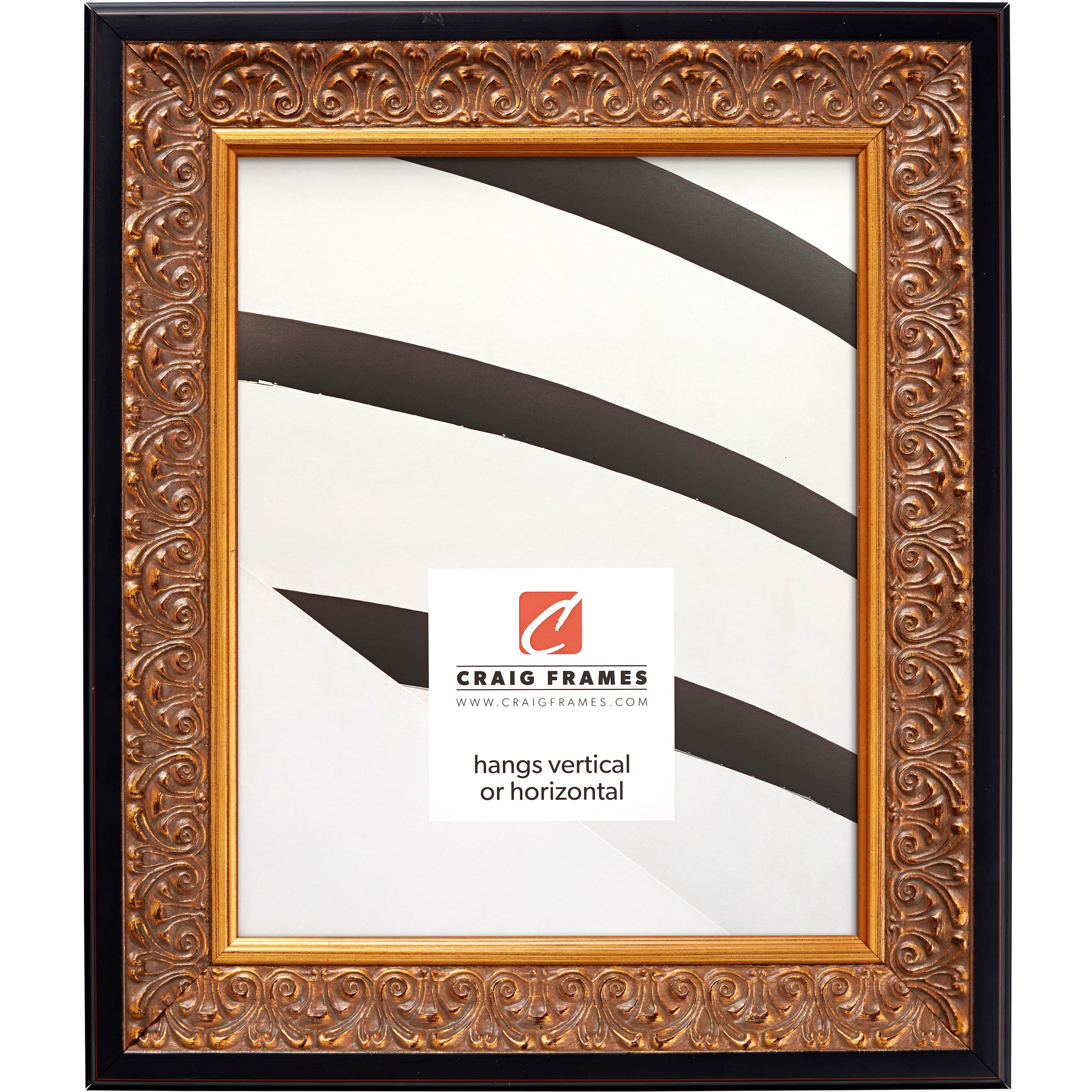 Craig Frames Furio Distressed Gold and Black Picture Frame
