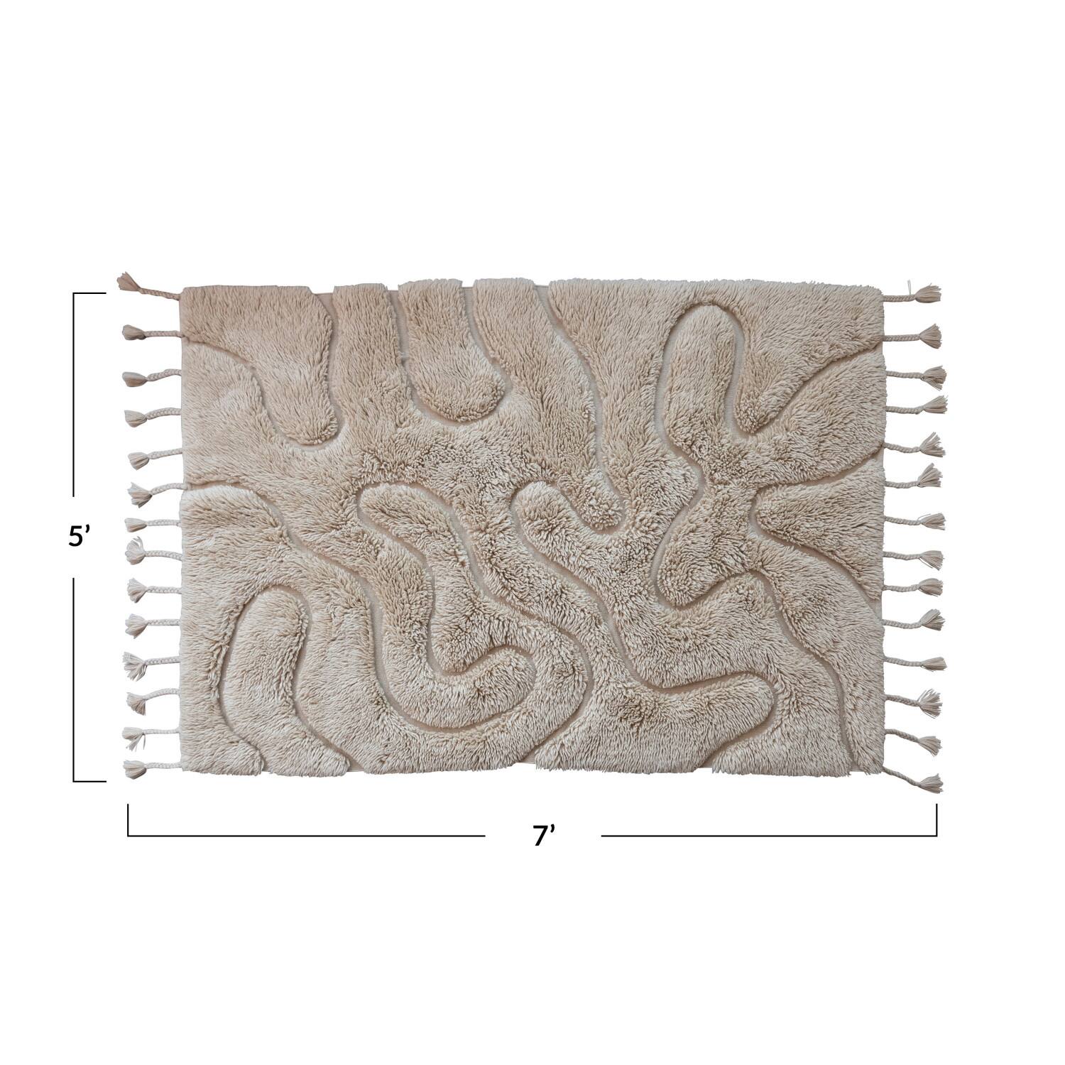Hello Honey® 5ft. x 7ft. Tan New Zealand Wool & Cotton Tufted Rug with Tassels