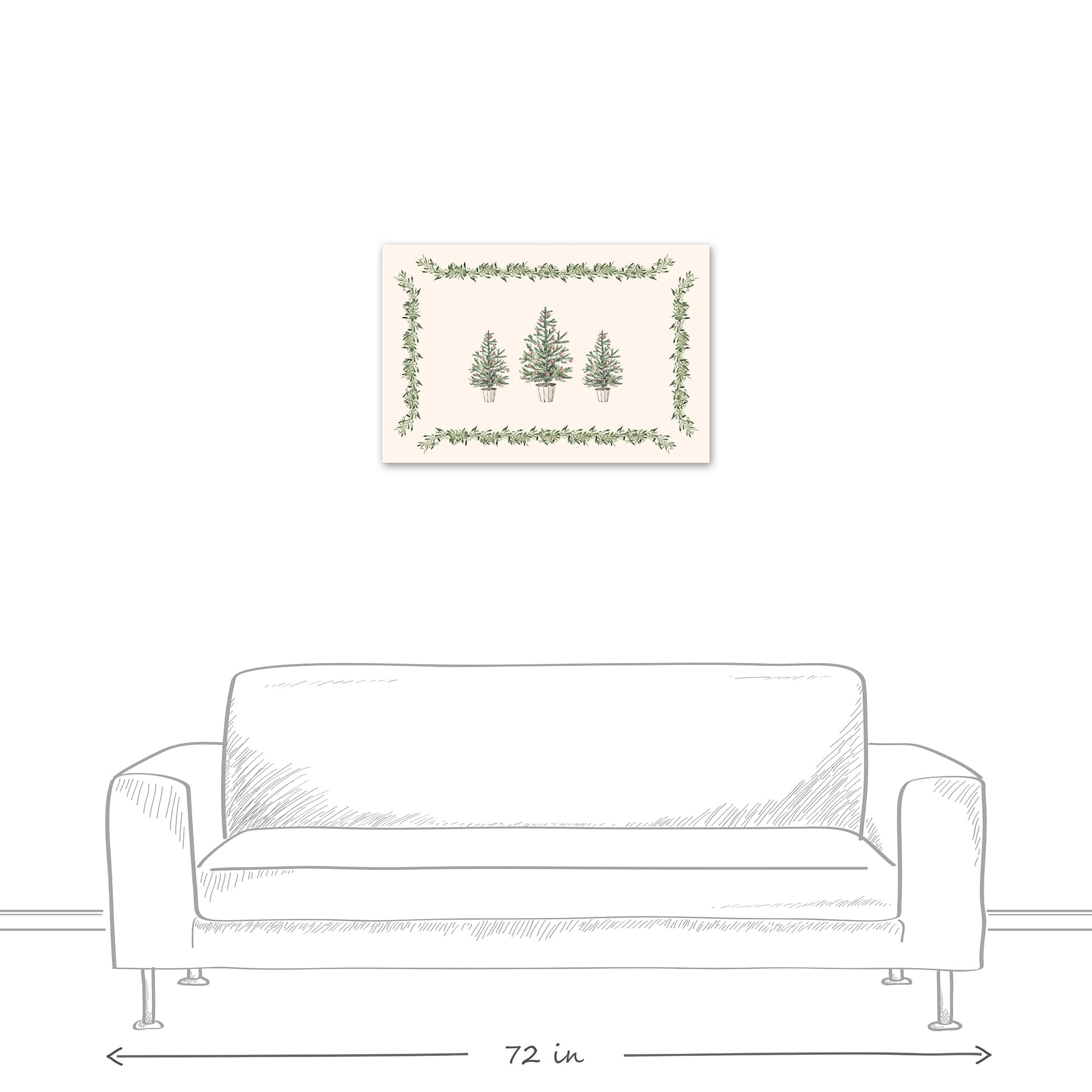 Garlan Border Christmas Tree Canvas Wall Art