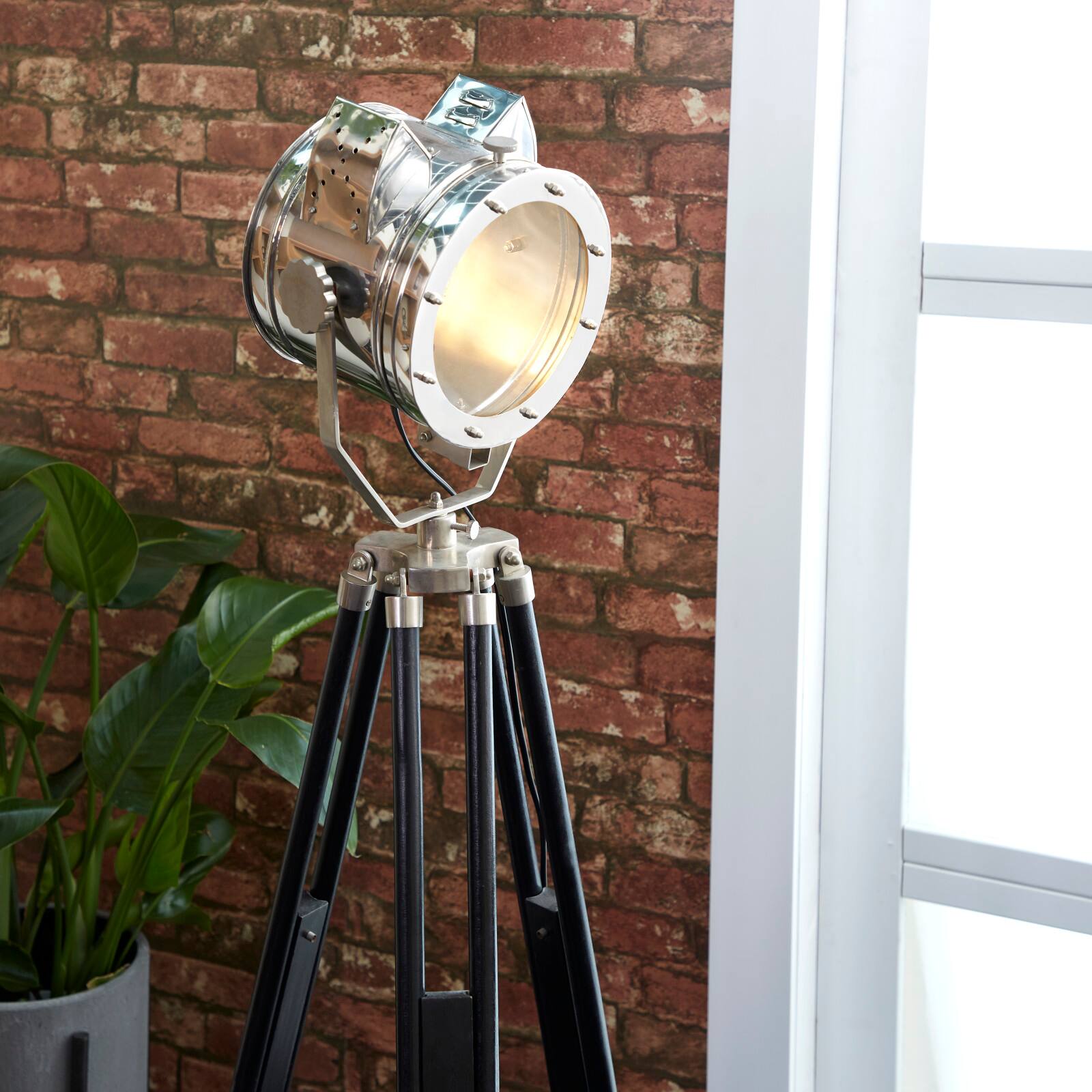 75" Black Wood Industrial Floor Lamp
