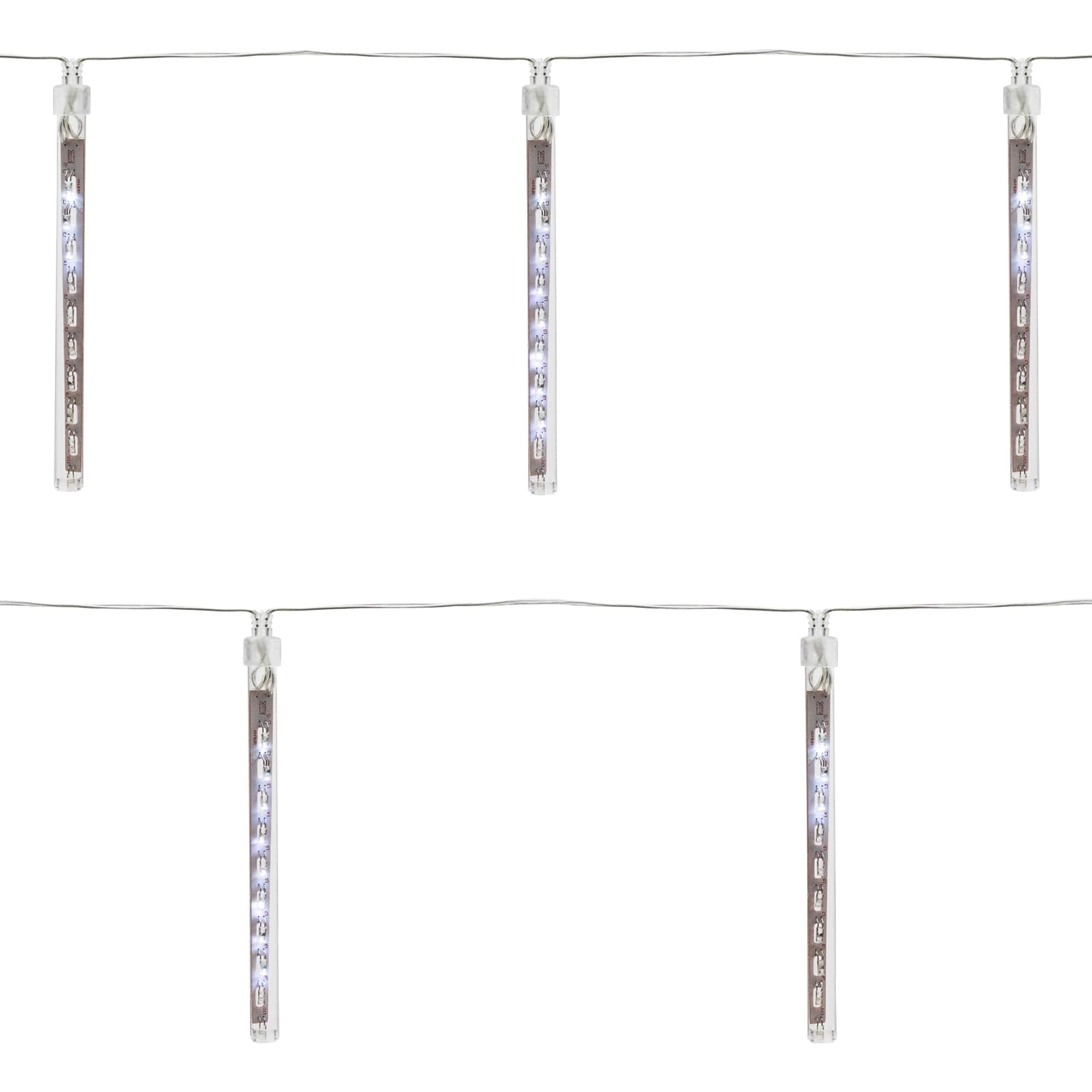 10ct. White Transparent Dripping Icicle Snowfall Christmas Light Tubes with Clear Wire