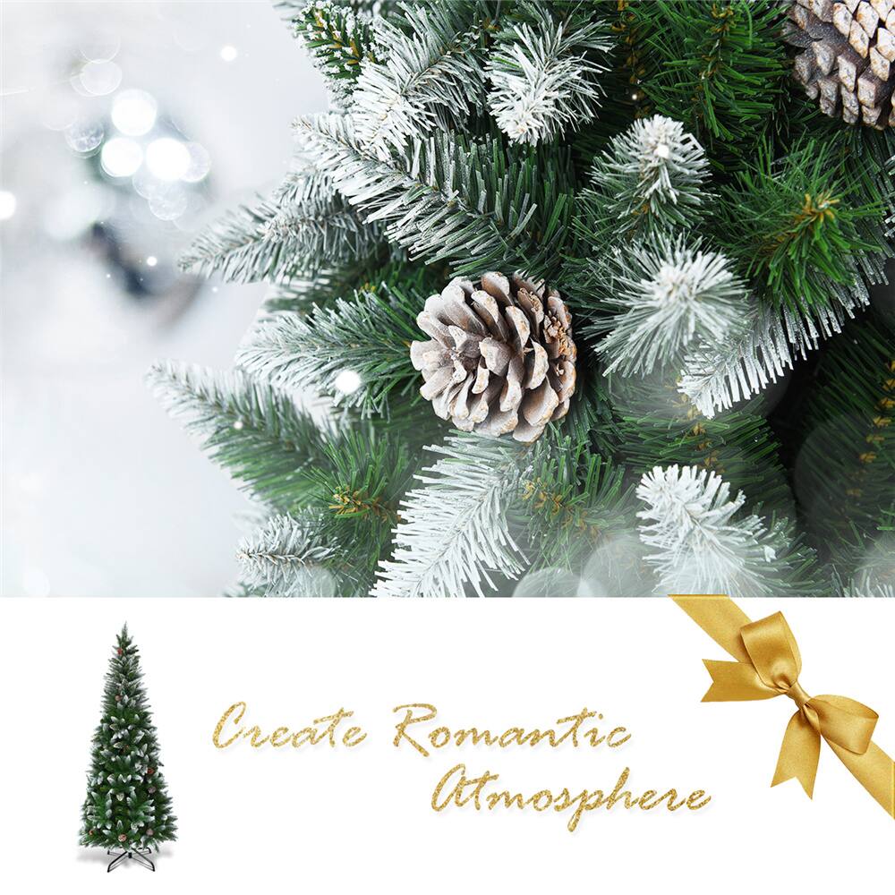 Costway 6ft. Unlit Snow Flocked Pencil Artificial Christmas Tree