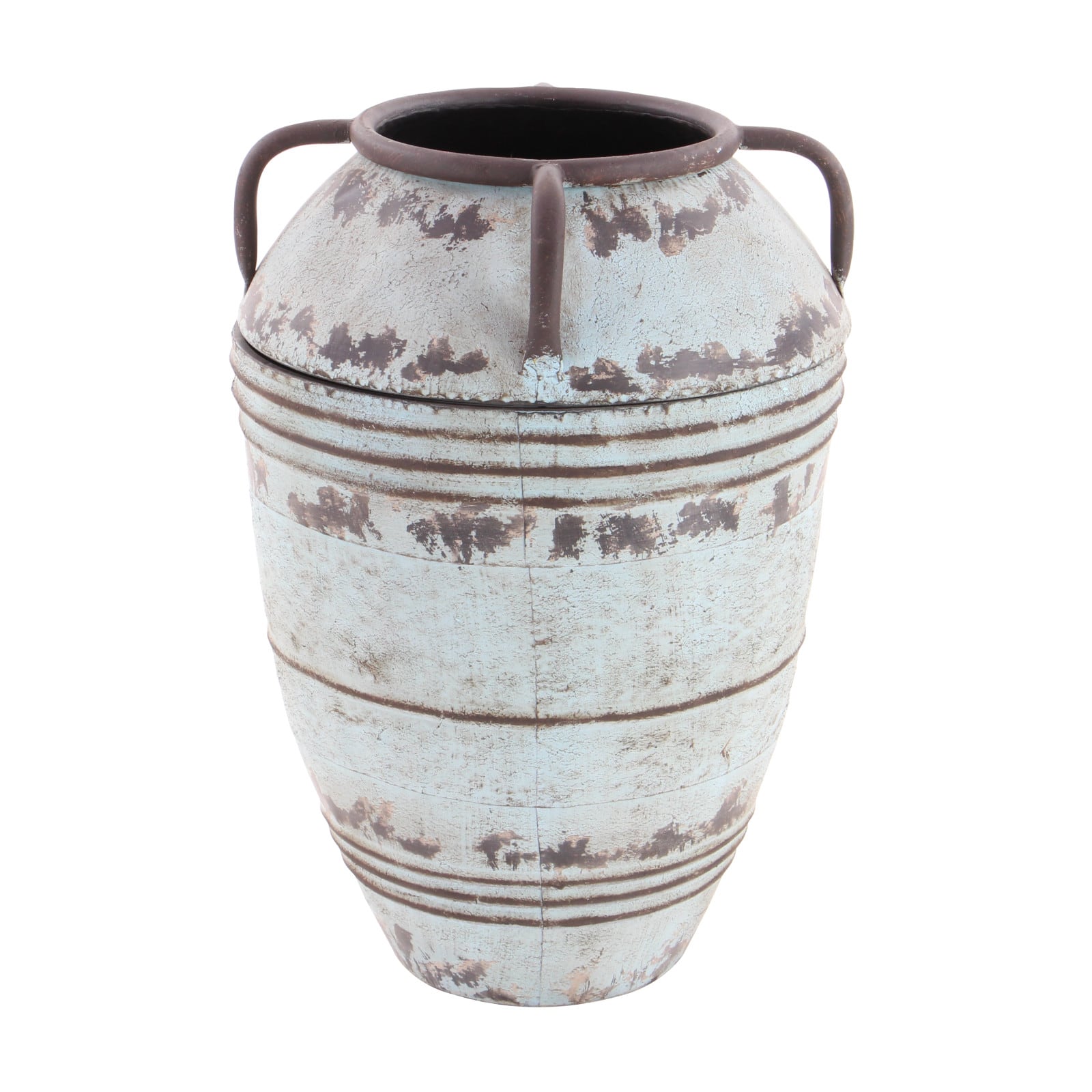 Set of 3 Blue Metal Rustic Vase, 26", 23", 19"