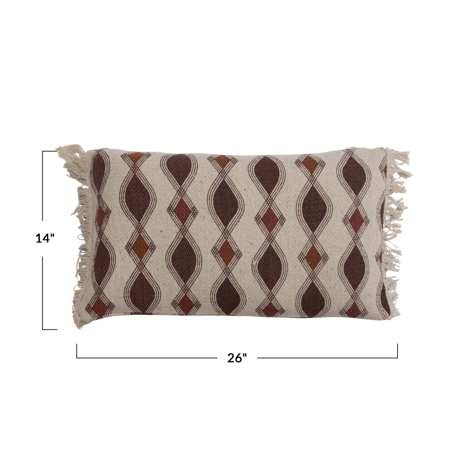 Hello Honey® Multicolor Recycled Cotton Blend Printed Pillow with Fringe