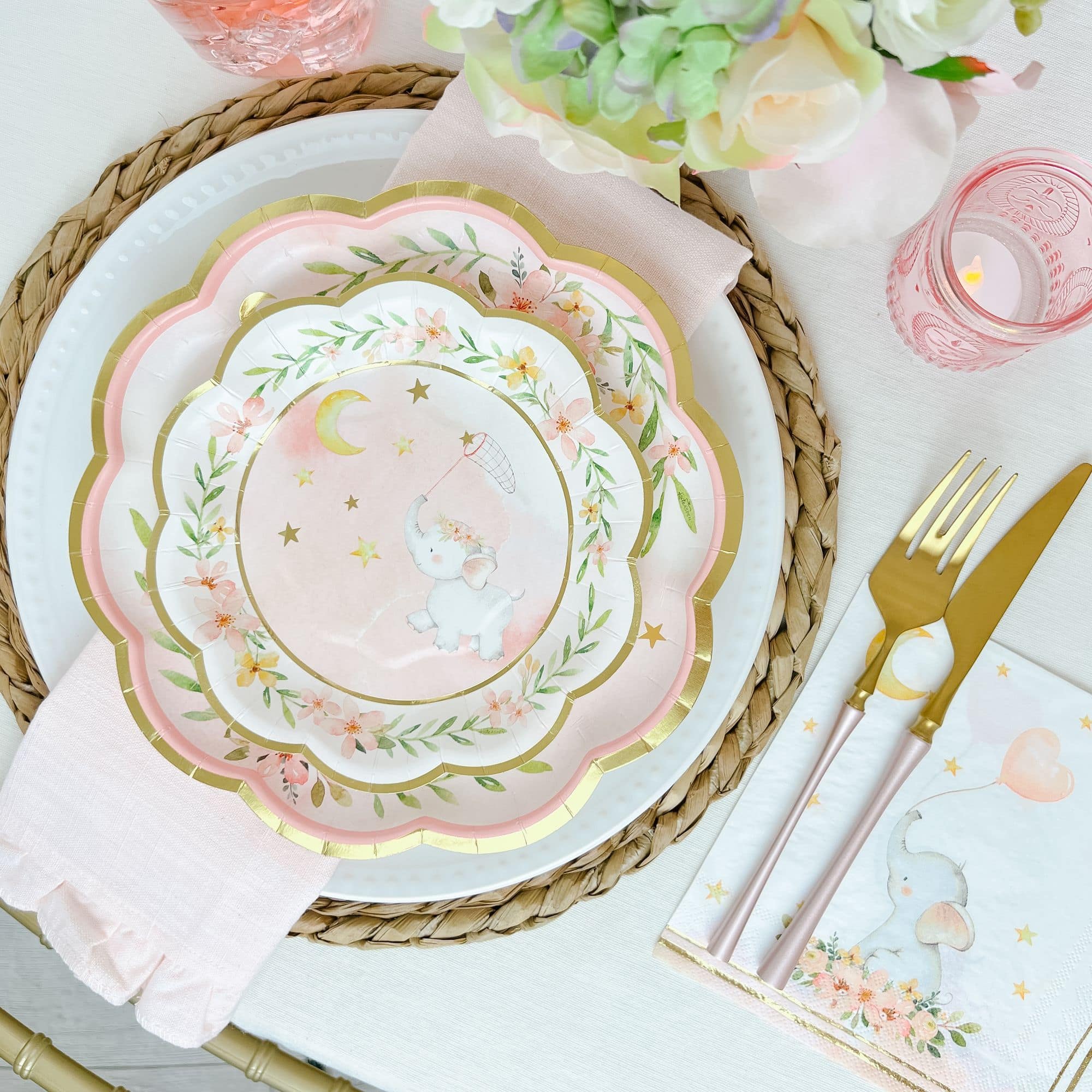 Kate Aspen® 9" Pink Elephant Baby Shower Premium Paper Plates, 16ct.