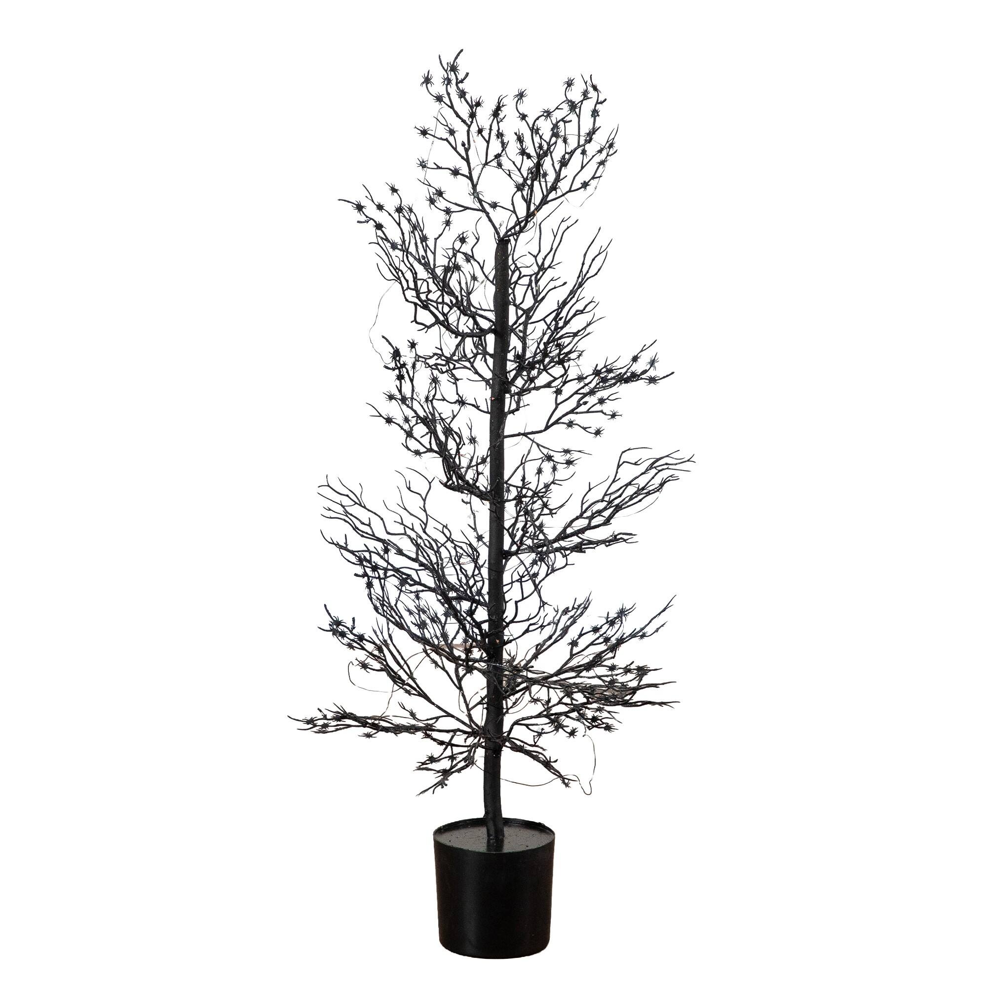 3ft. Pre-Lit Artificial Halloween Spider Twig Tree with 80 Orange & Purple LED Lights