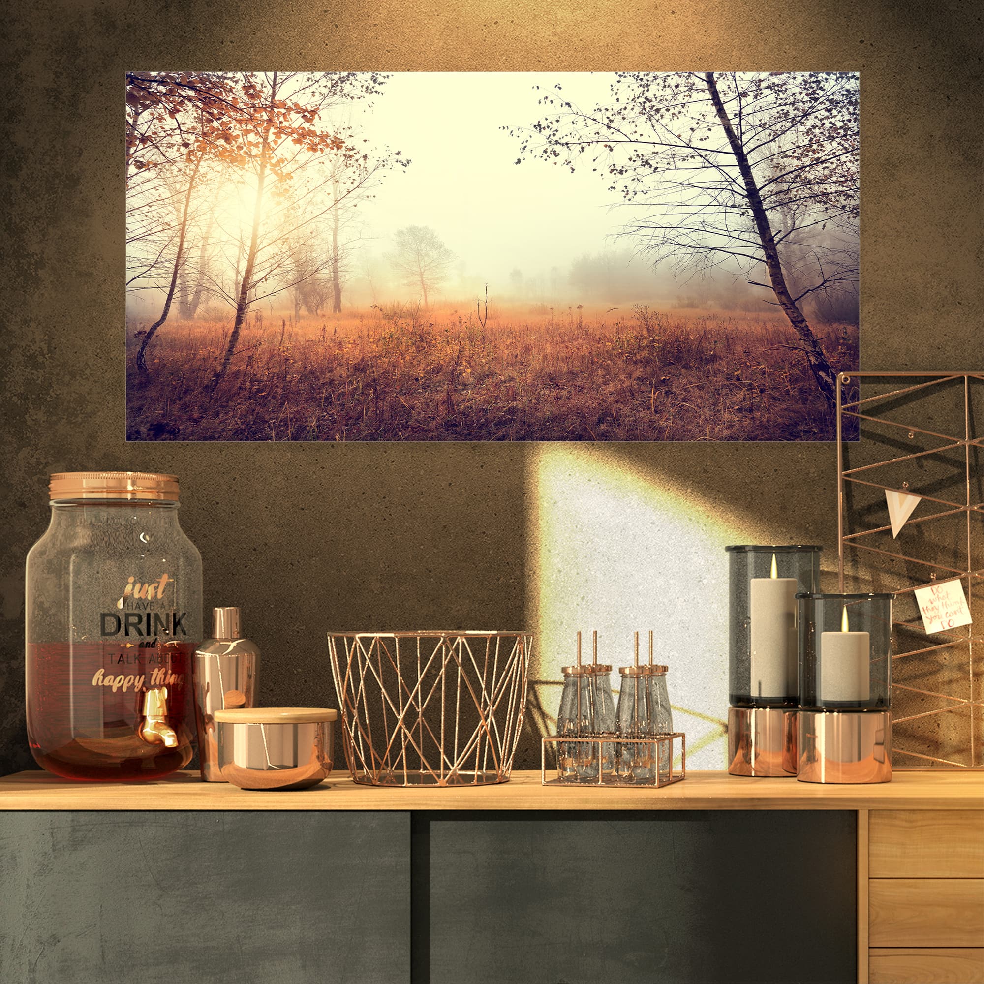 Designart - Charming Rural Field in Morning - Extra Large Wall Art Landscape