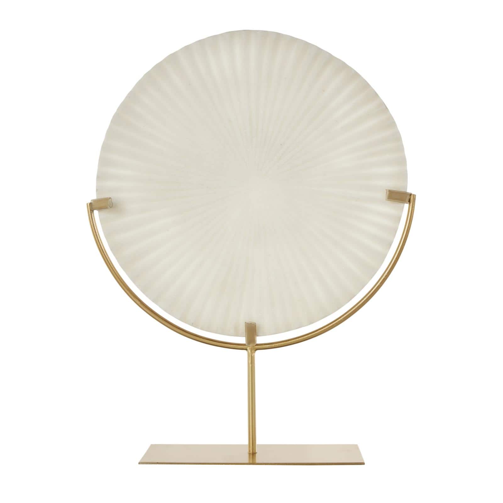 19" Cream & Gold Circle Disk Decorative Sculpture