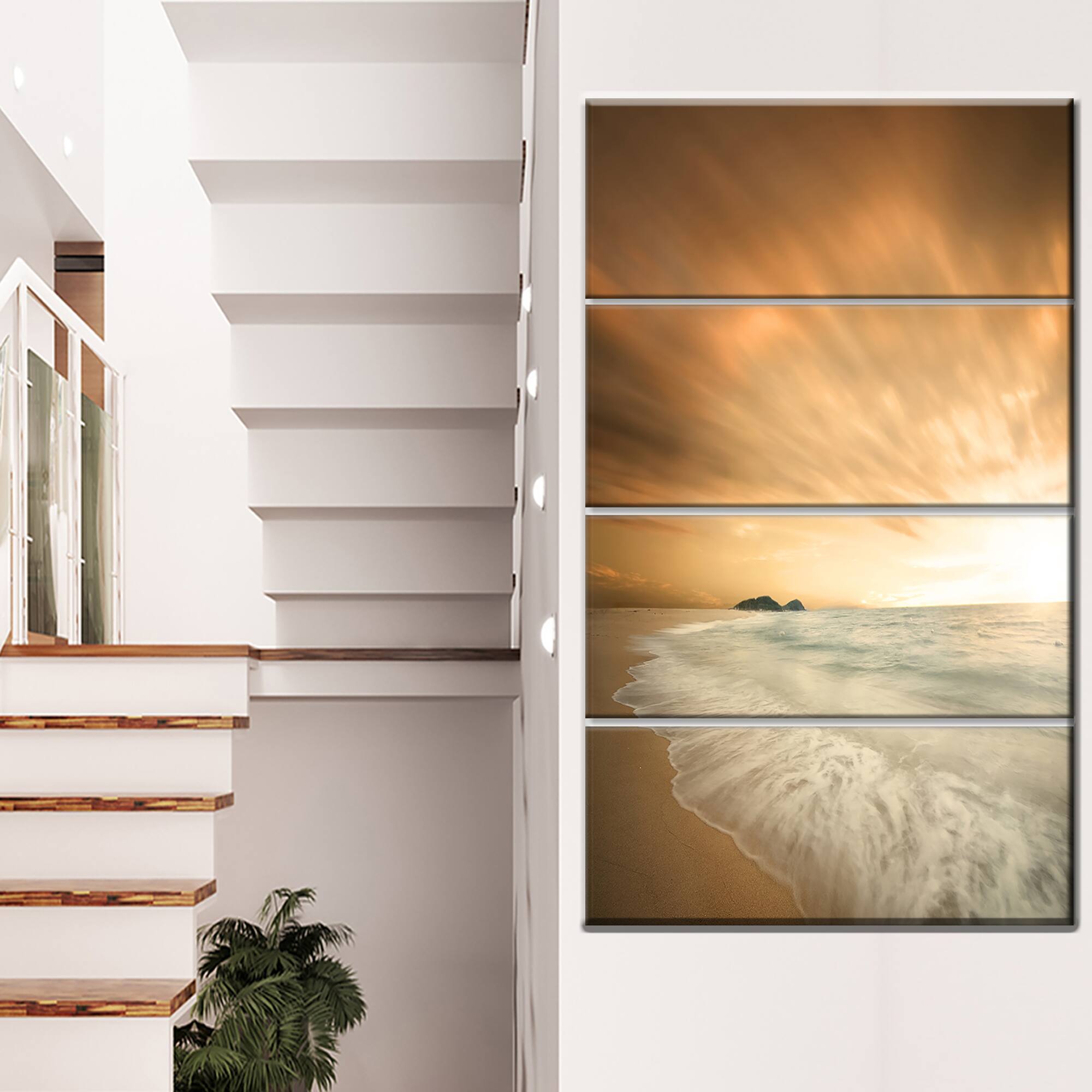 Designart - Beautiful Brown Beach at Sunset