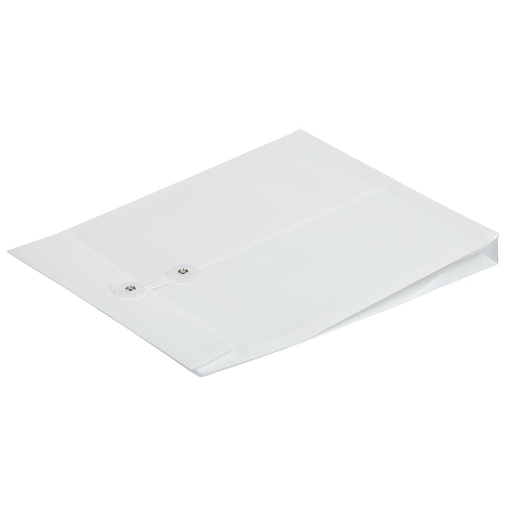 JAM Paper Letter Size Plastic Envelopes with Button & String Tie Closure
