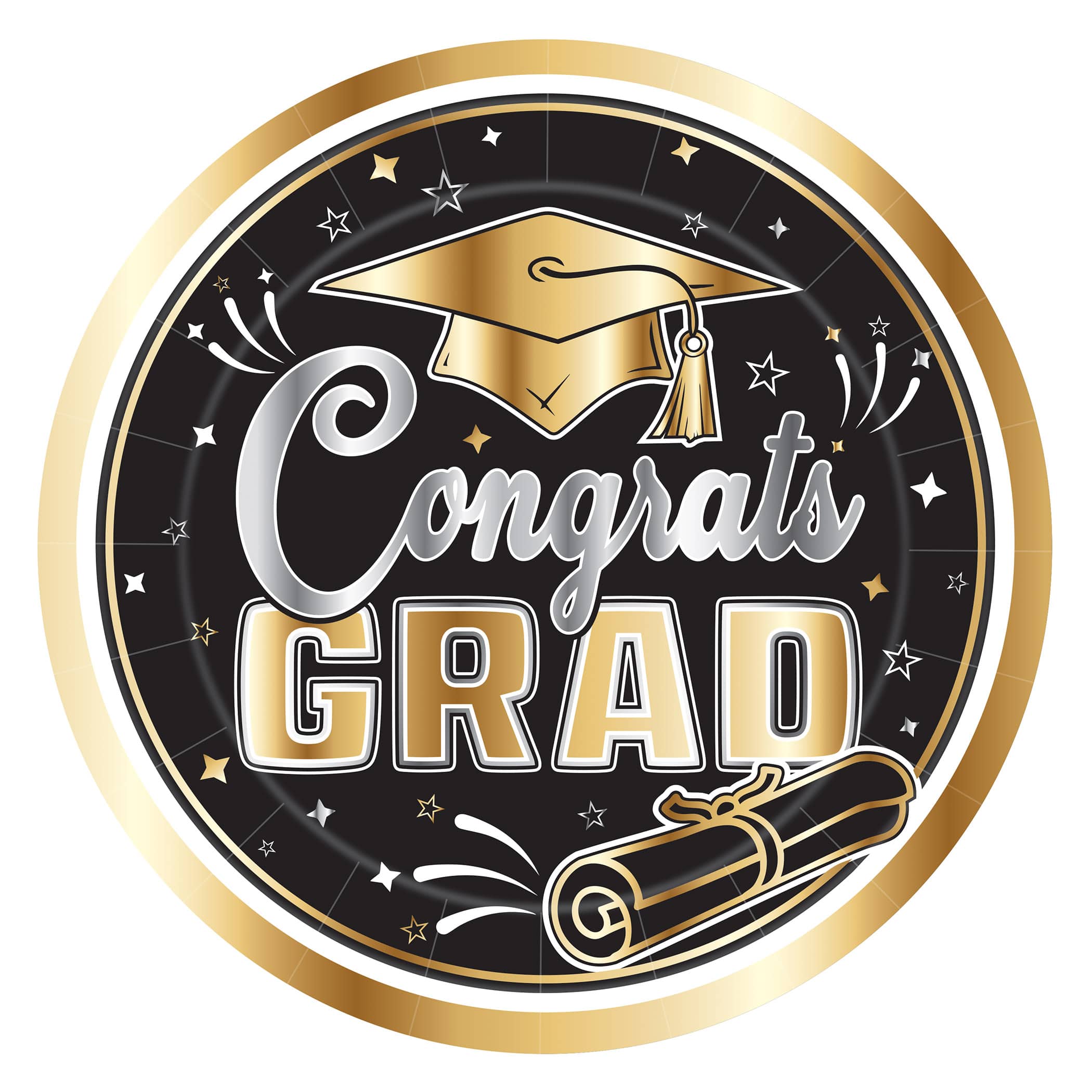 Beistle 9" Black & Gold Graduation Plates, 16ct.