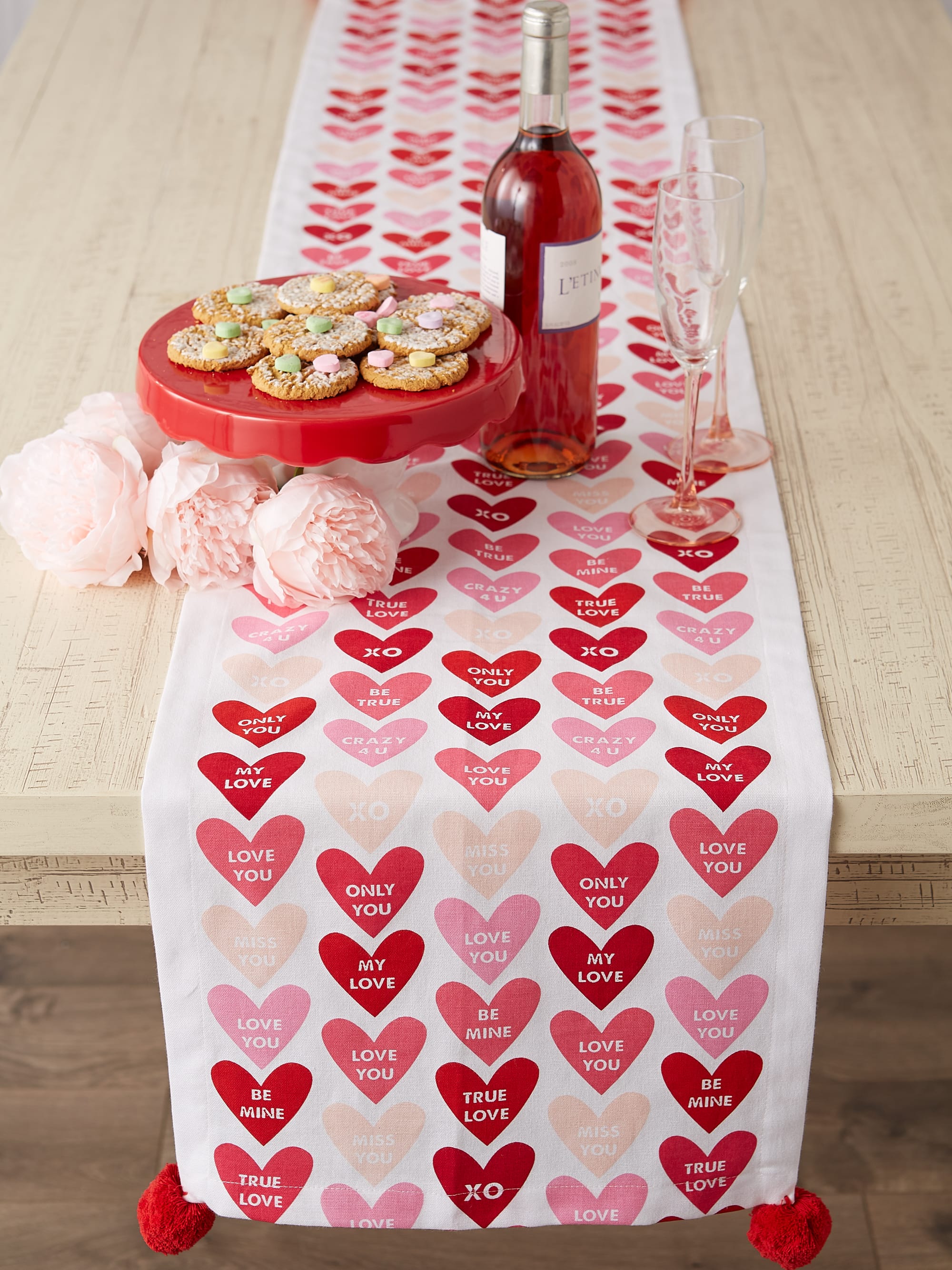 DII® 72" Conversation Hearts Print Table Runner