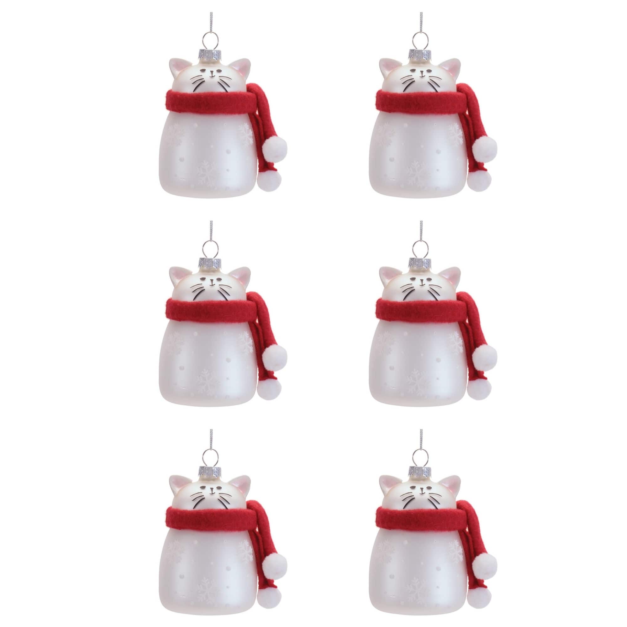 Melrose 3.75" Glass & Polyester Cat Ornaments, 6ct.