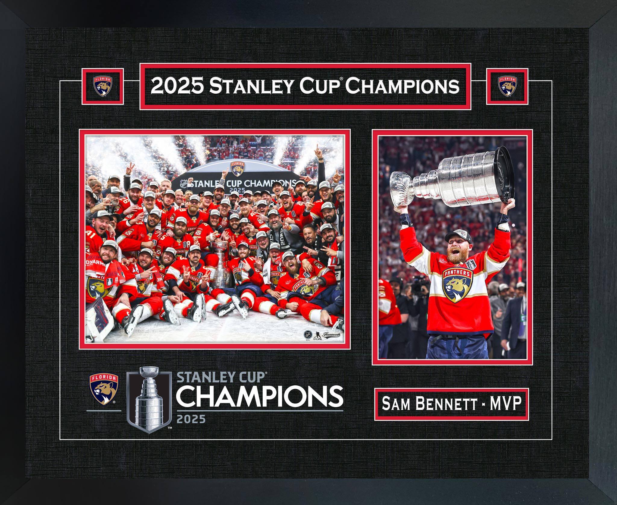 Sam Bennett Florida Panthers 2025 Stanley Cup Champions 18" x 22" Player Championship Frame 22" x 18"