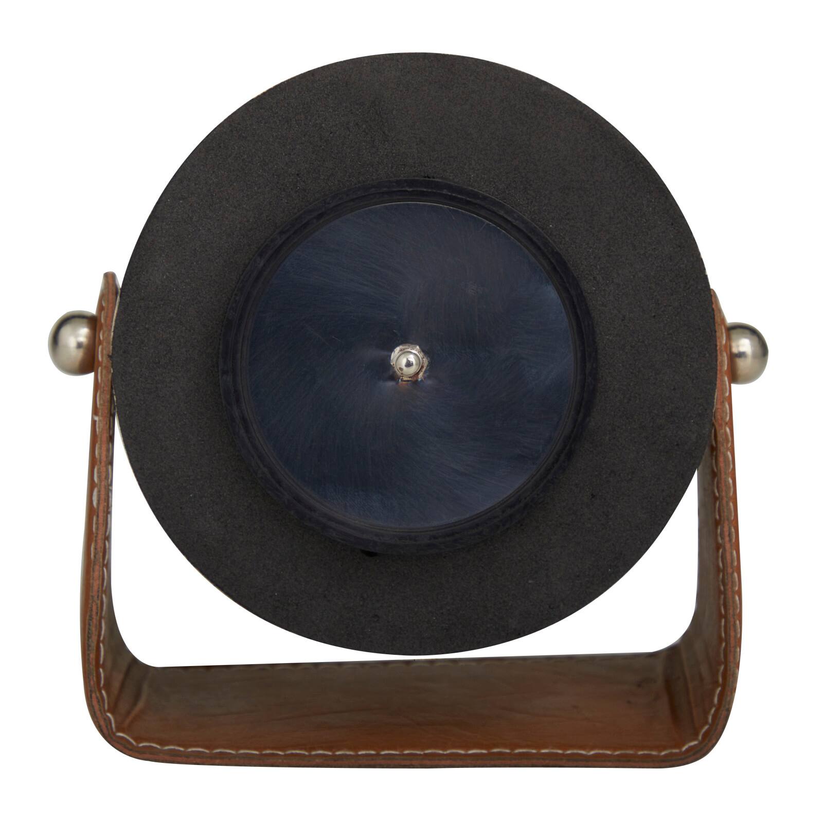 Stainless Steel Clock with Leather Stand