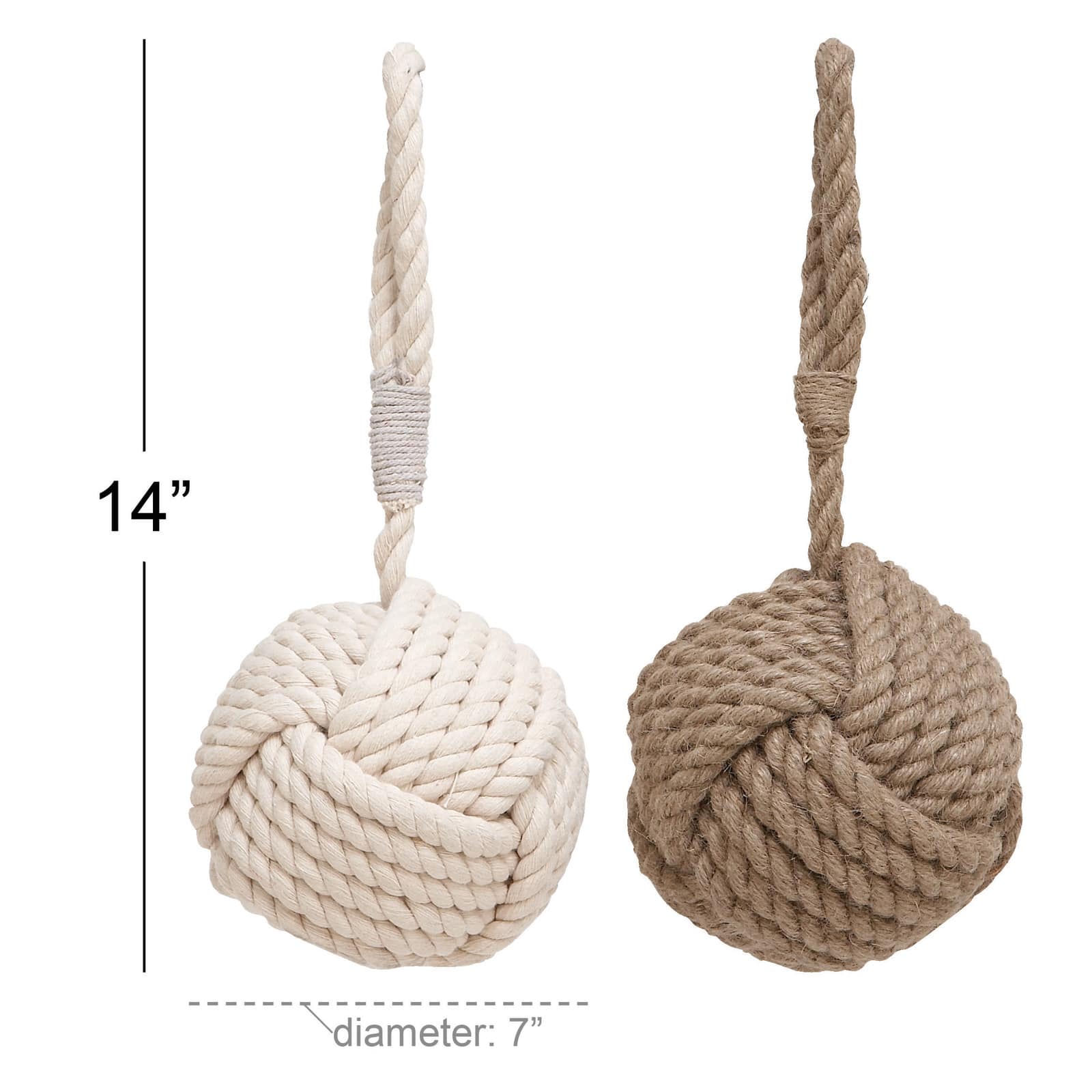 14" Jute Coastal Rope Sculpture Set
