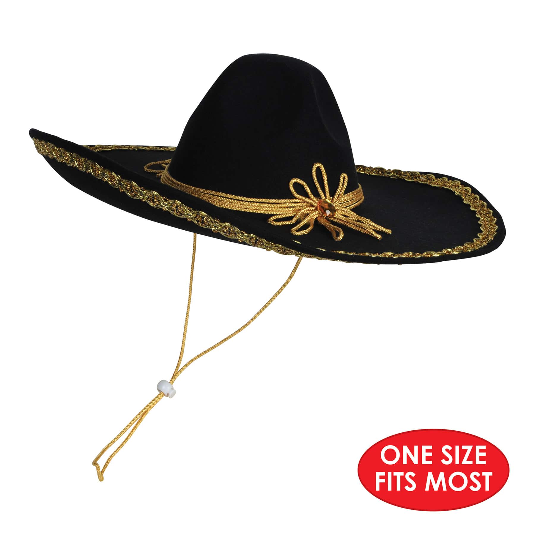 Beistle Black & Gold Felt Sombrero