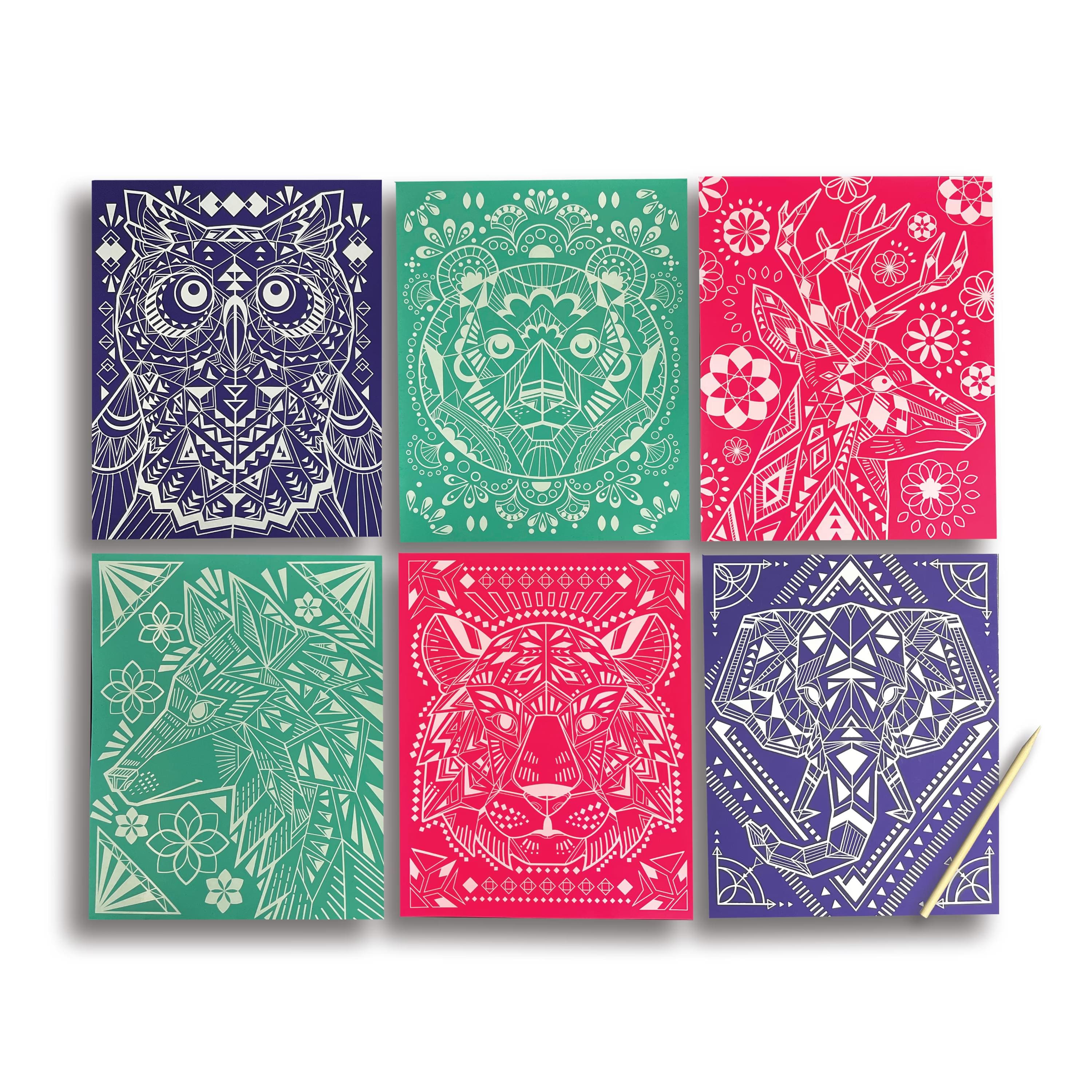 OOLY Scratch & Shine Geo Animals Foil Scratch Art Kit