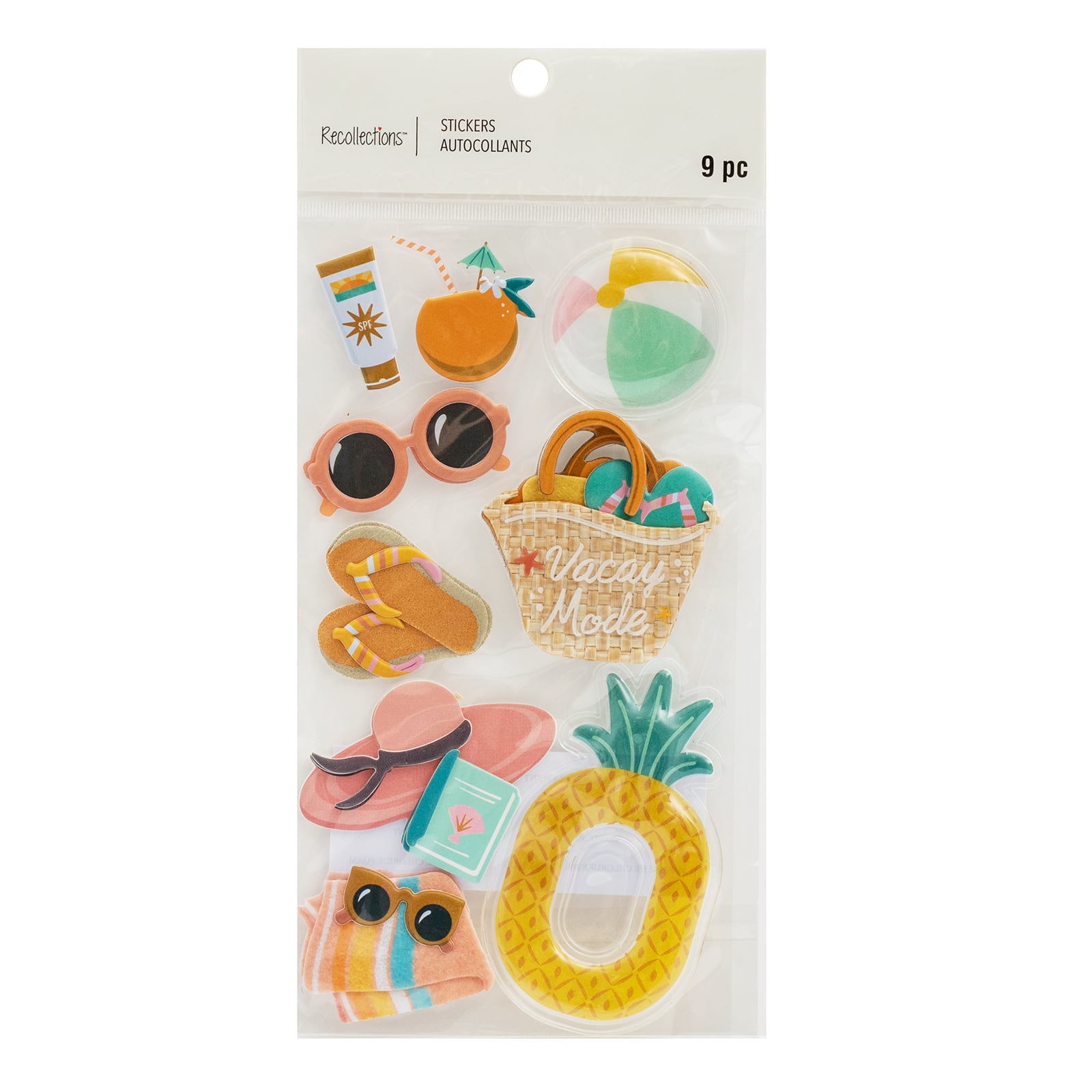 12 Pack: Beach Accessories Dimensional Stickers by Recollections™