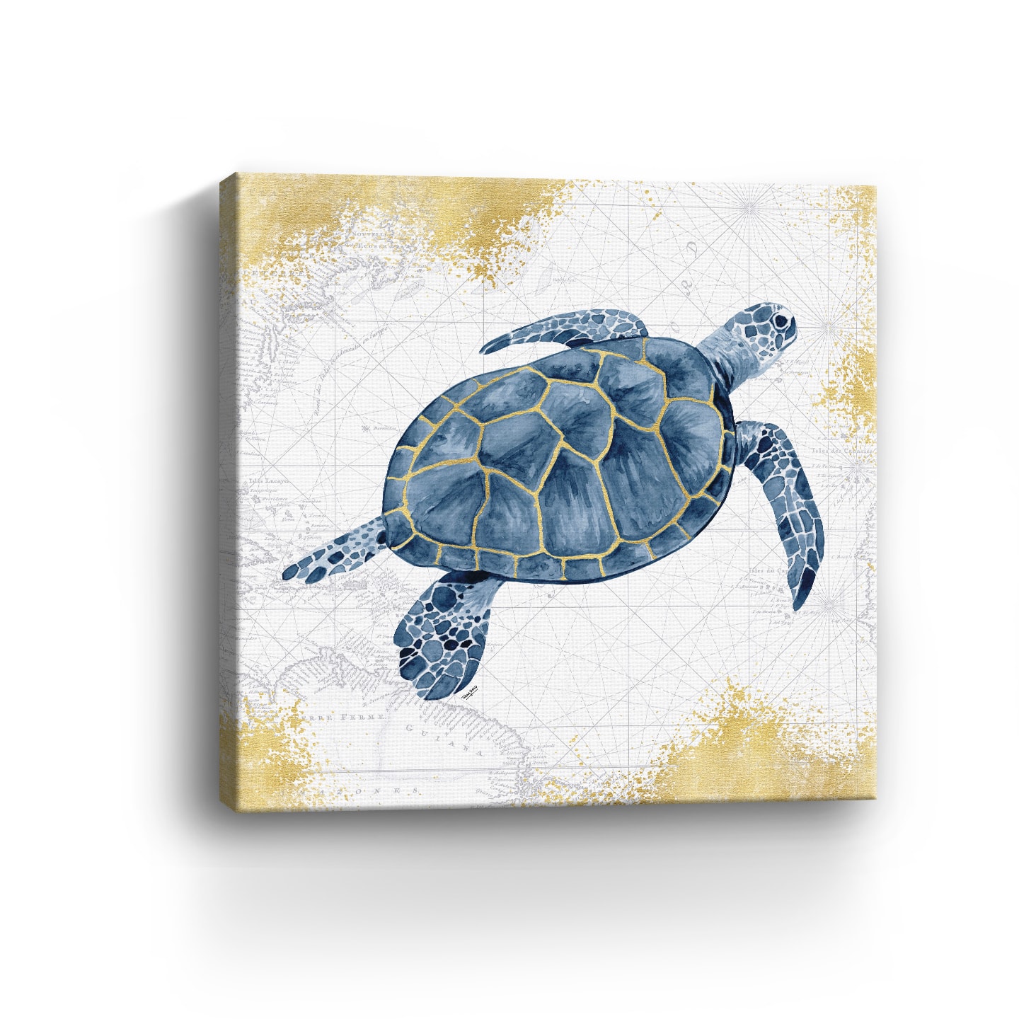 Deep Blue Sea VII White Gold Canvas Giclee