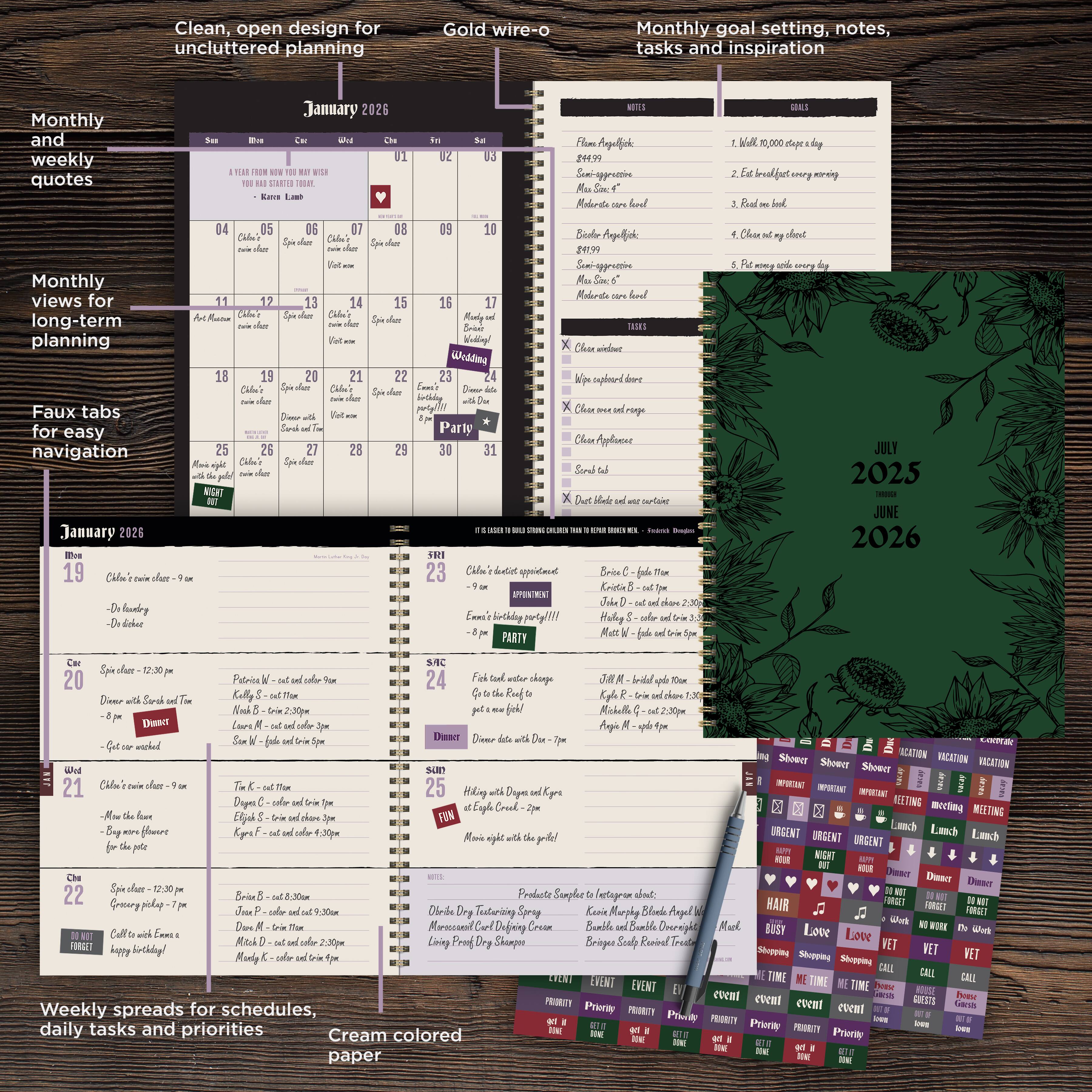 TF Publishing 2025-2026 Garden of Green Large Weekly/Monthly Planner