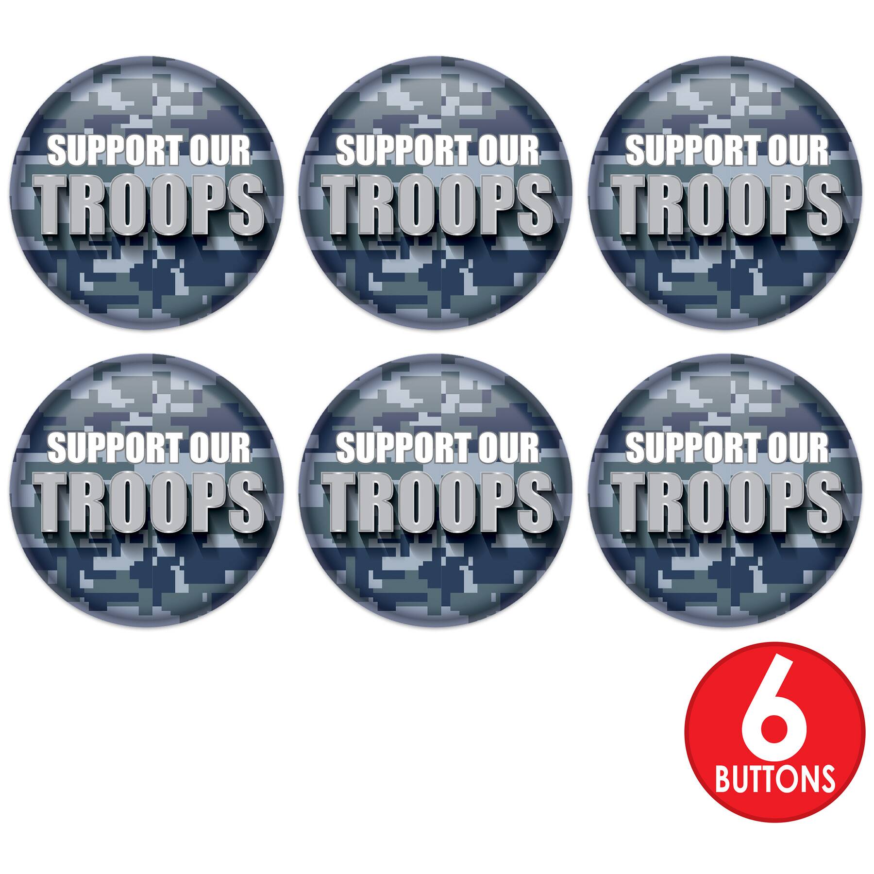 Beistle 2" Grey Camouflage Support Our Troops Buttons, 6ct.