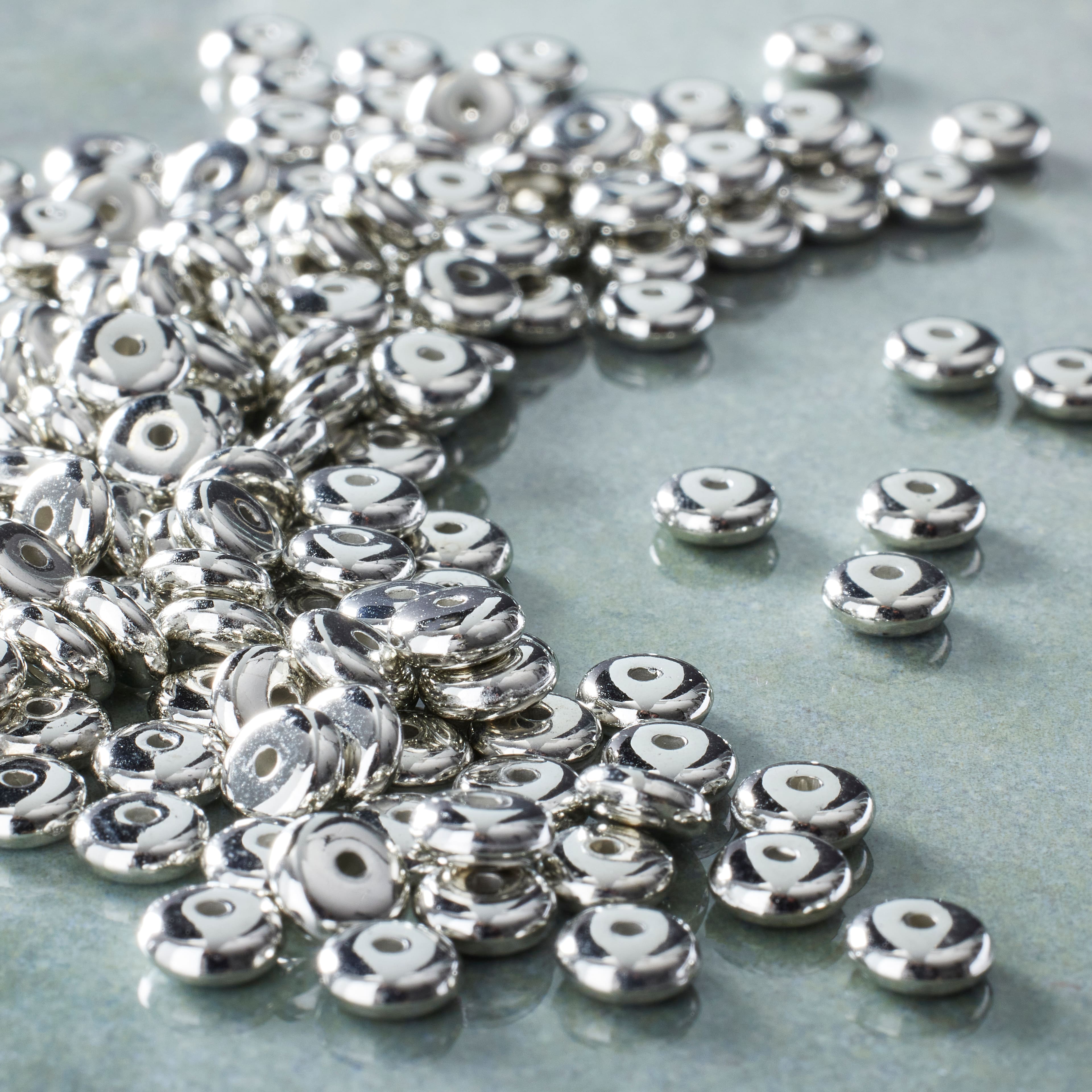 Silver Plastic Heishi Craft Beads, 6mm by Bead Landing™
