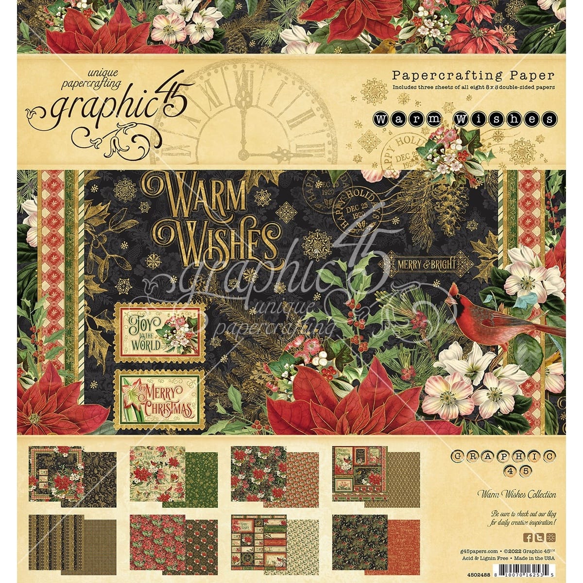Graphic 45 Double-Sided Paper Pad 8" x 8" 24 ct. Warm Wishes