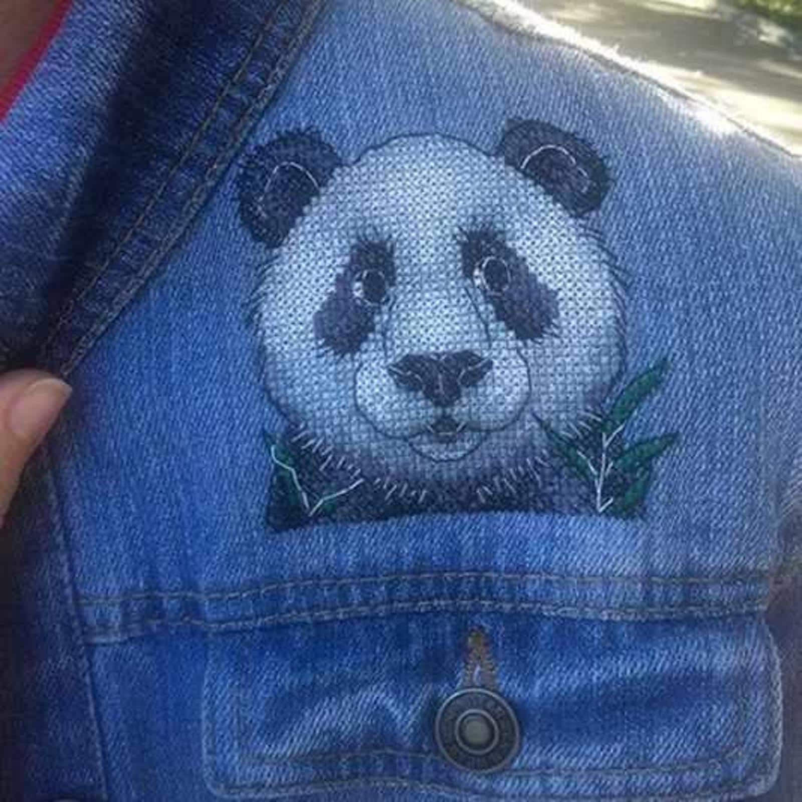 MP Studia Panda Cross Stitch On Clothes Kit