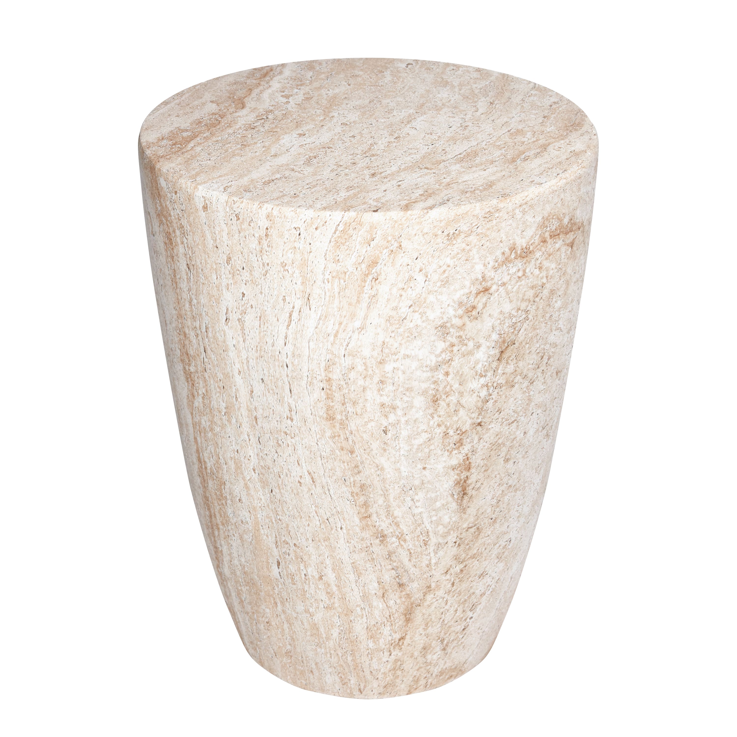 Empire Art Direct 18" Tapered Travertine Stone Finish MGO Side Accent Table