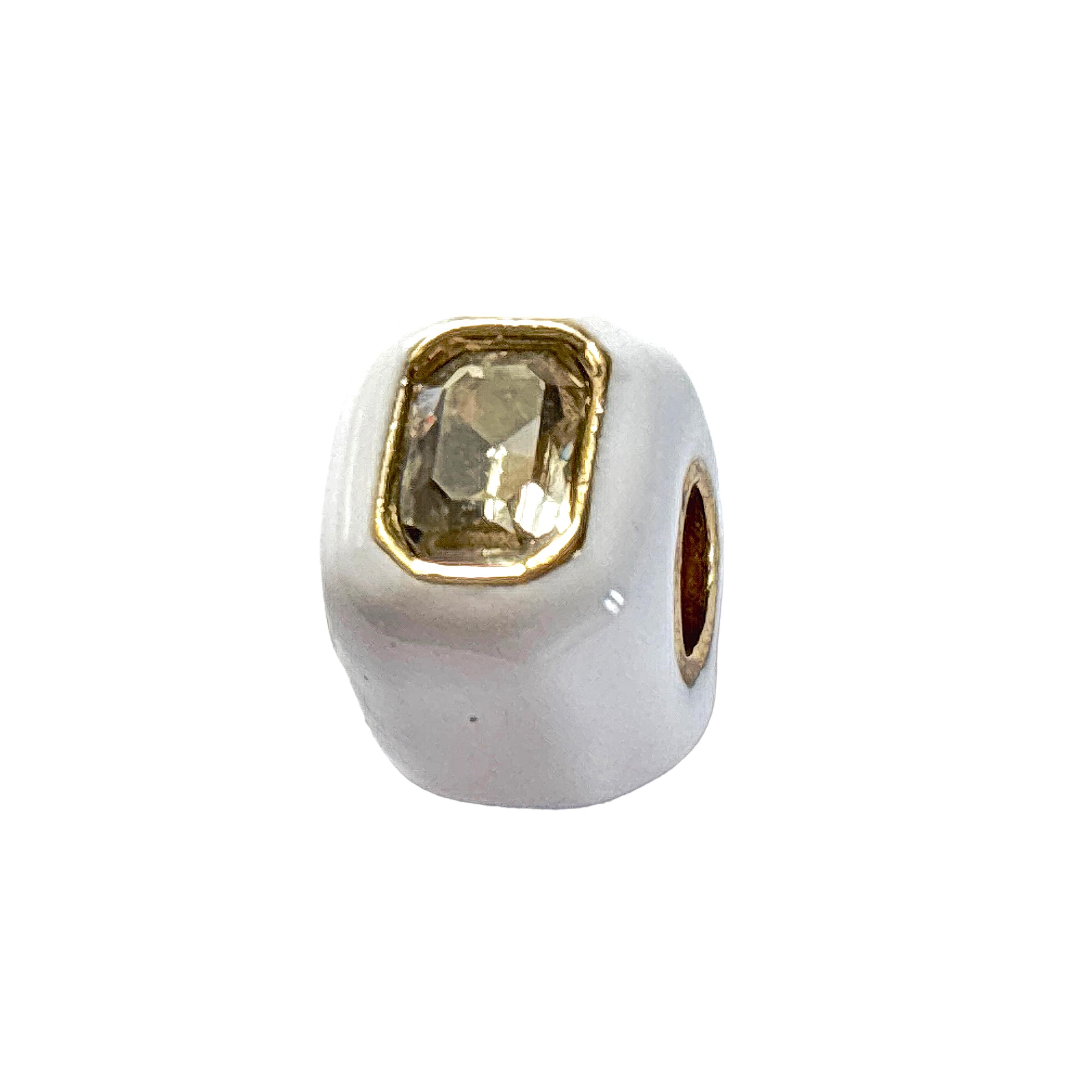Charmed Bar Faceted Gem Enameled Metal Cube Slider Charm by Bead Landing