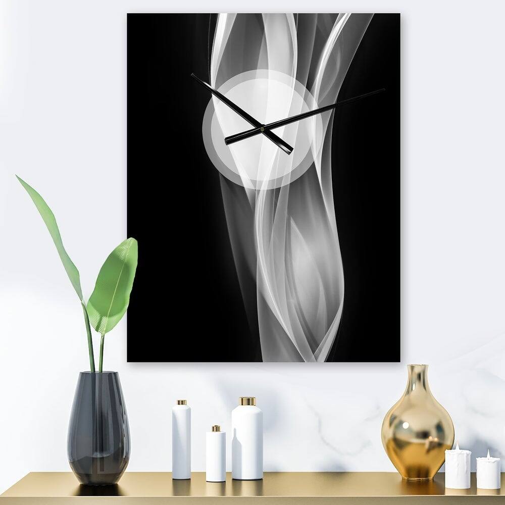 Designart Glittering Silver Pattern Modern Rectangular Wall Clock