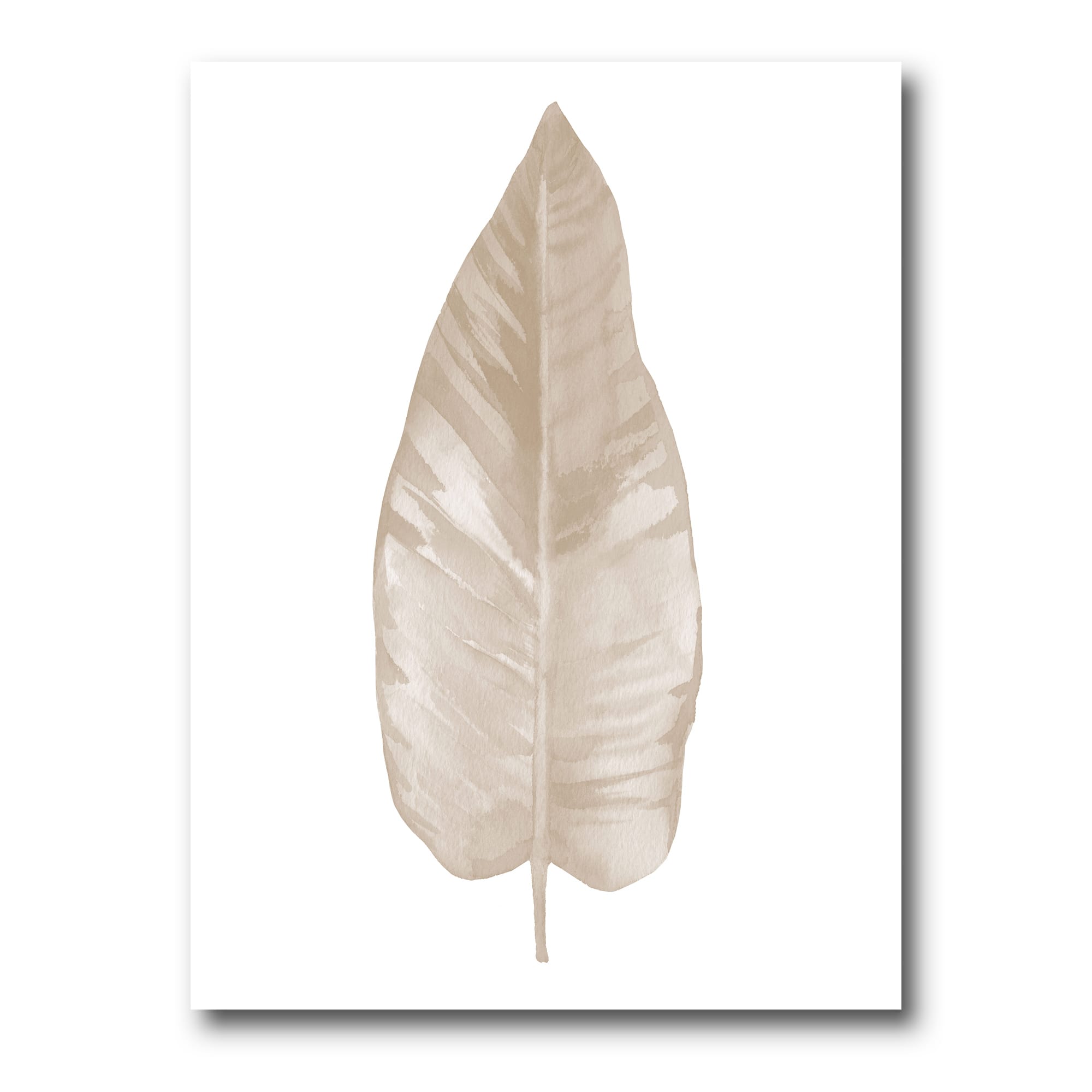 Designart - Dried Leaf Plant Beige On White - Traditional Canvas Wall Art Print