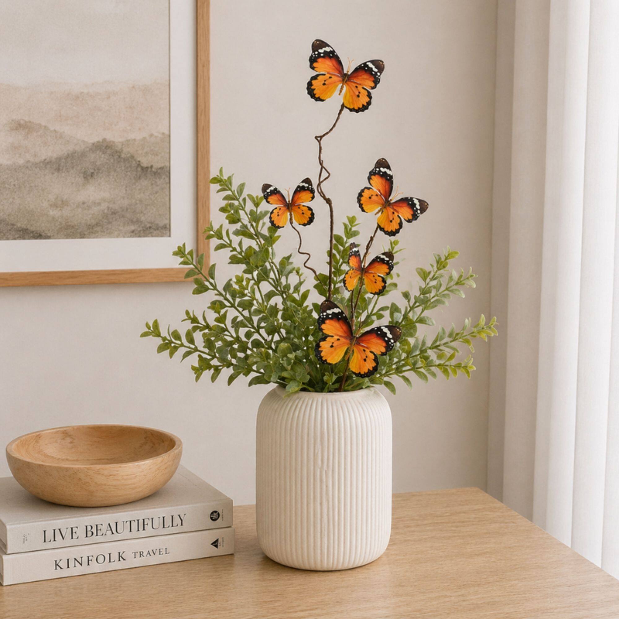 32" Orange & Black Toned Butterfly Twig Sprays, 6ct.