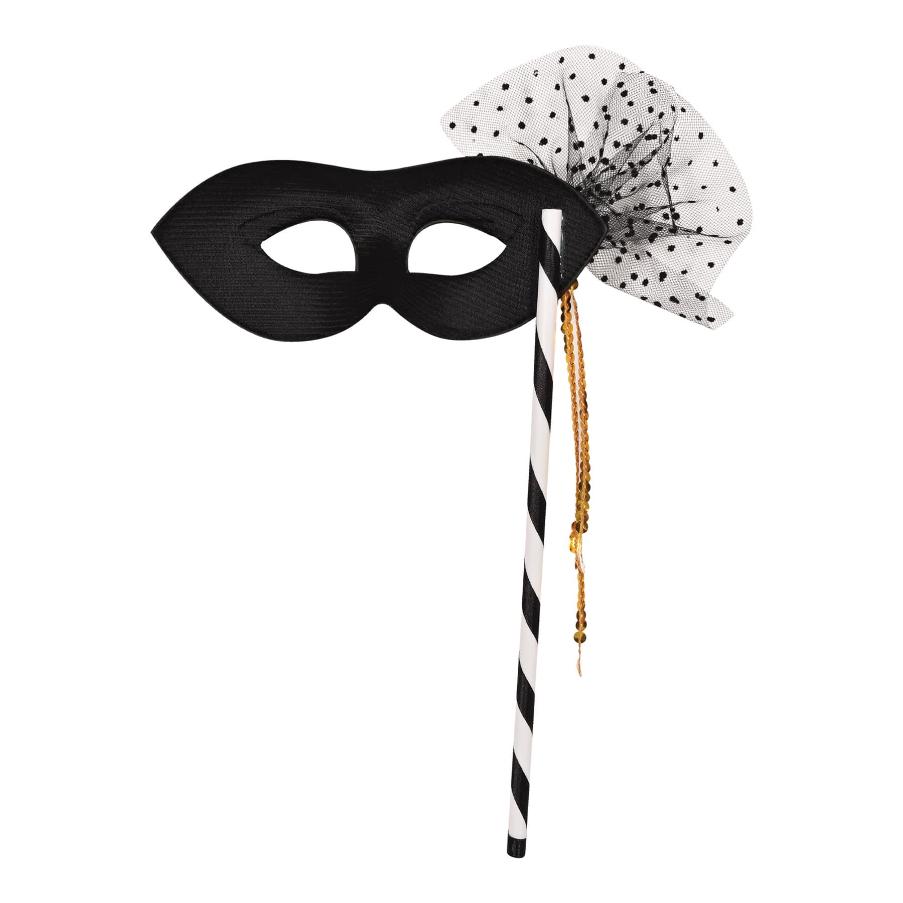 Beistle Adult Black & Gold Striped Party Masks with Sticks, 2ct.