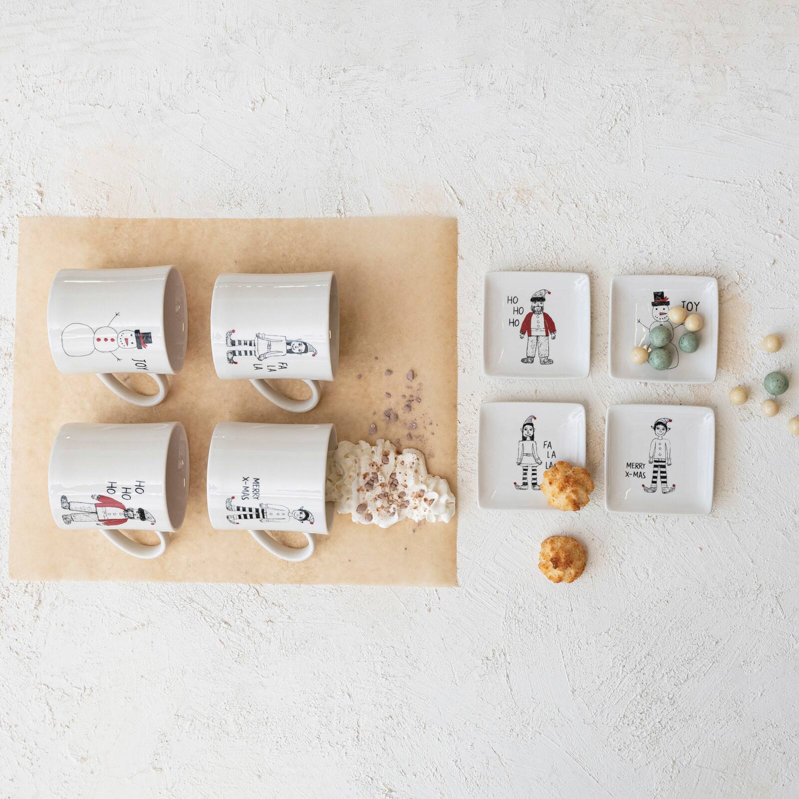 Hello Honey® 4" Holiday Image Stoneware Square Dishes, 4ct.