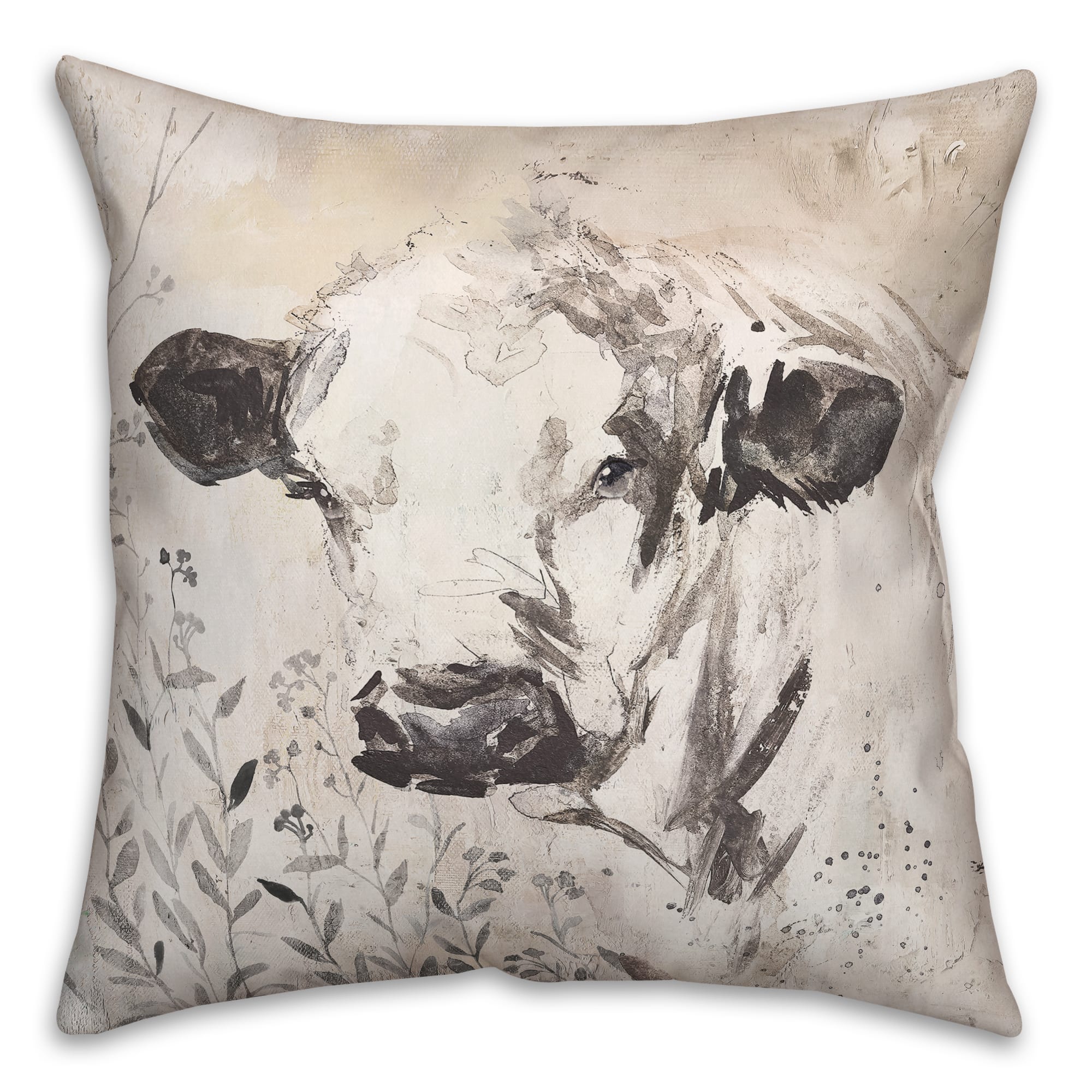 Painterly Cow 18" x 18" Throw Pillow