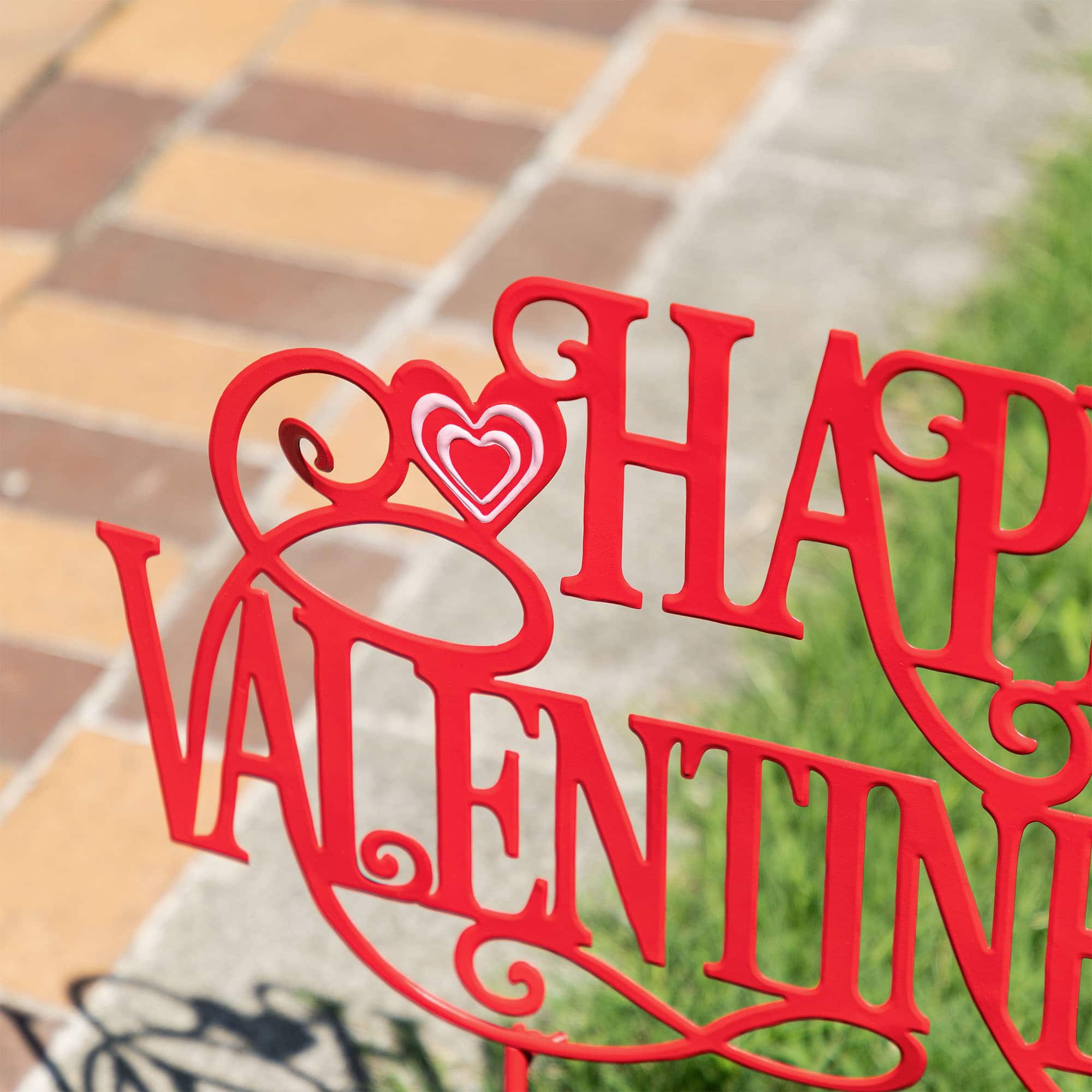 Glitzhome® 23.25" Metal Happy Valentine's Day Yard Stake