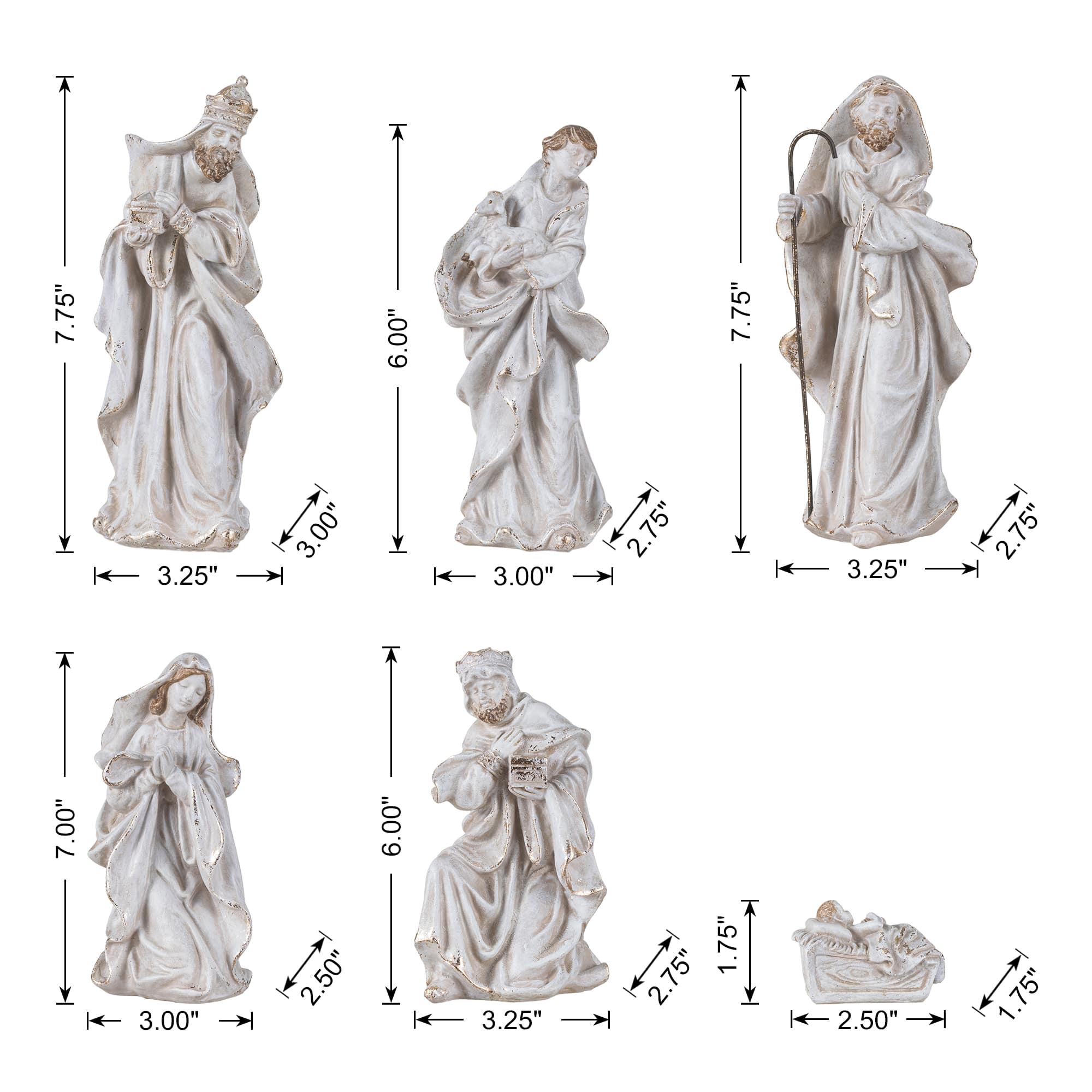 Glitzhome® 8" 10-Piece Christmas Nativity Figurine Set