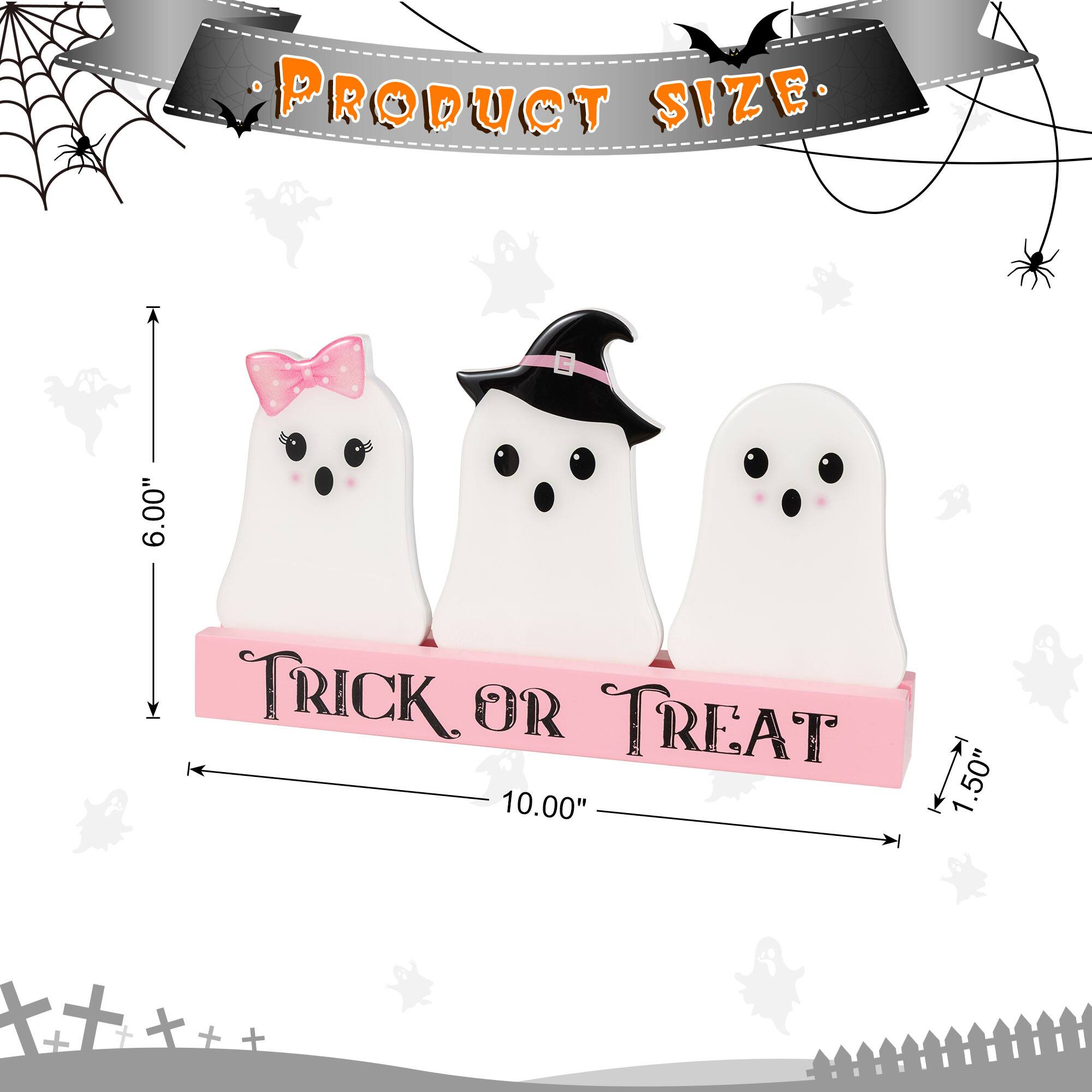 Glitzhome® 10" Halloween Wooden Epoxy Ghosts Table Decor