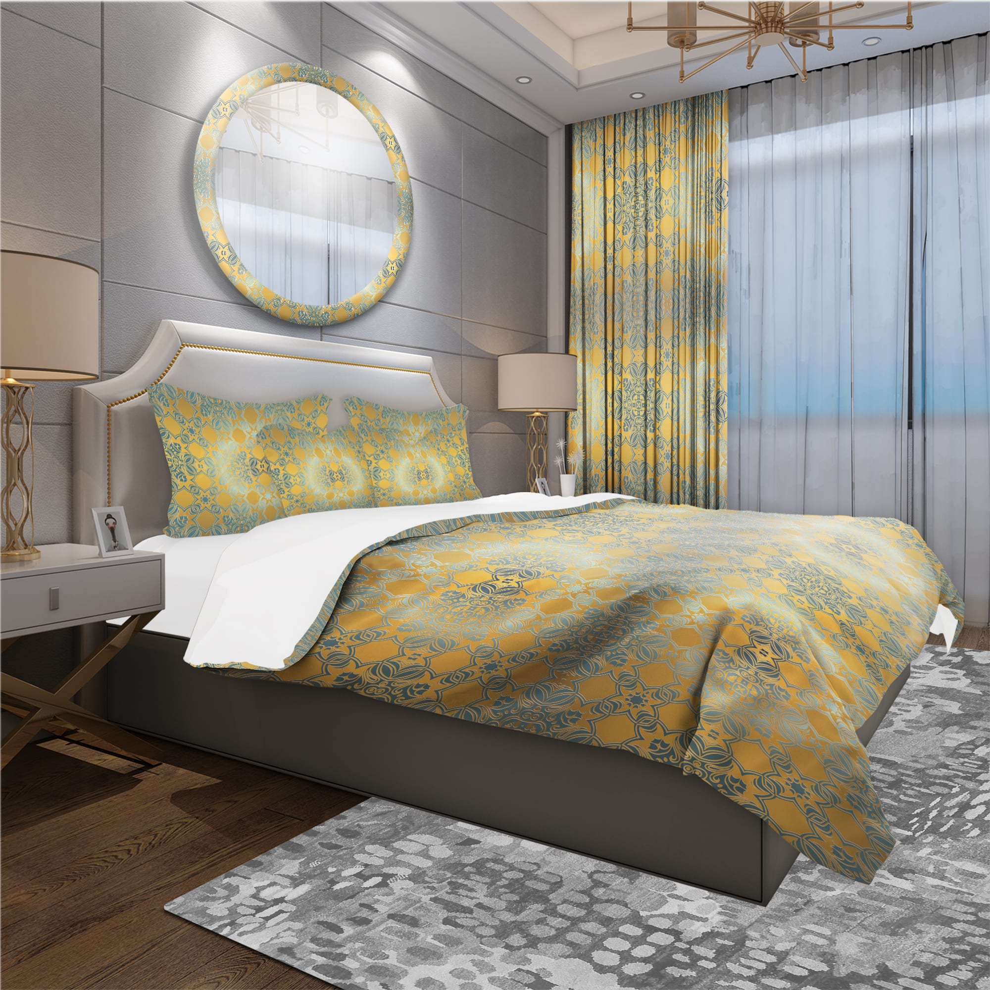 Designart 'Glam Flowers Decorative' Glam Bedding Set - Duvet Cover & Shams