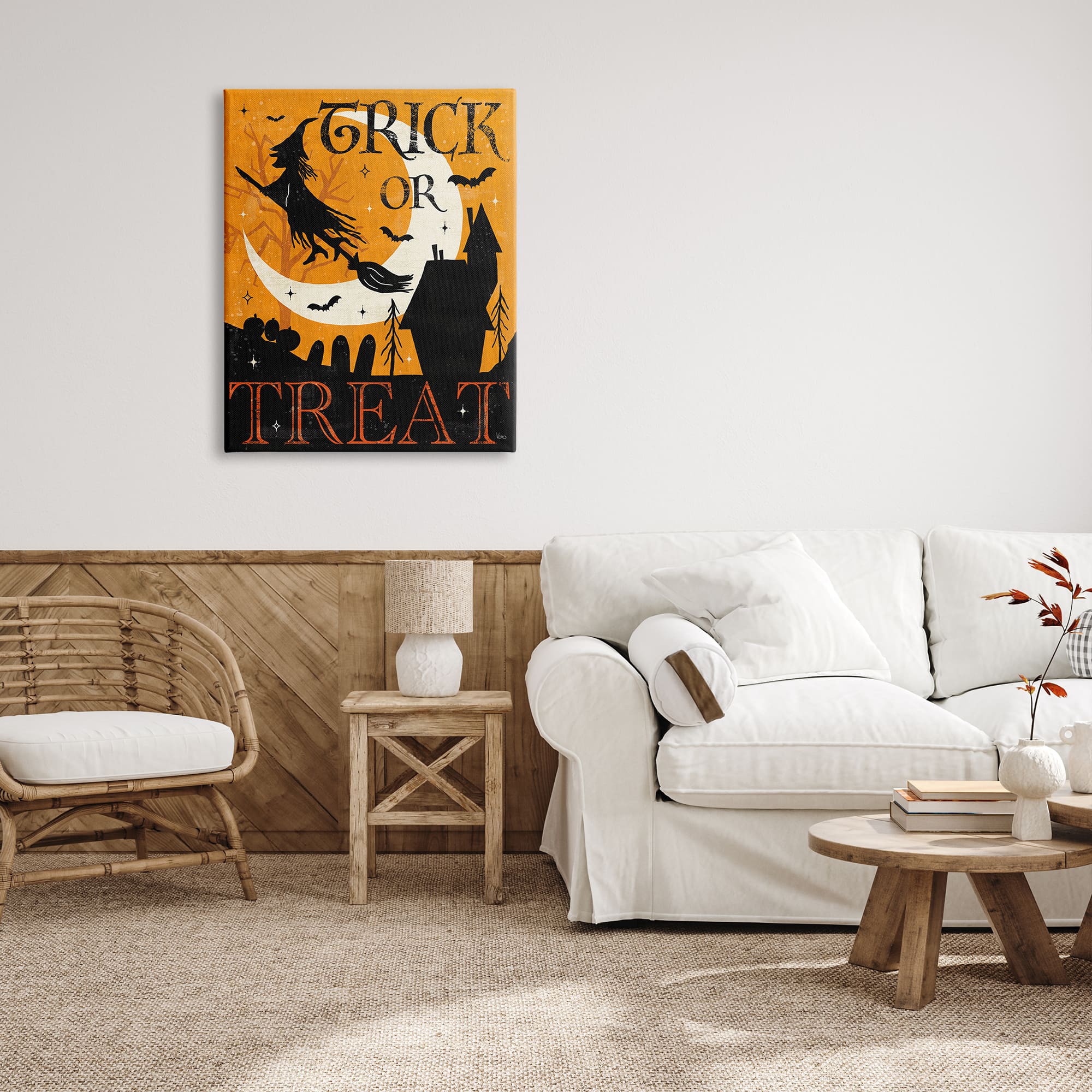 Stupell Industries Trick or Treat Halloween Witch Canvas Wall Art